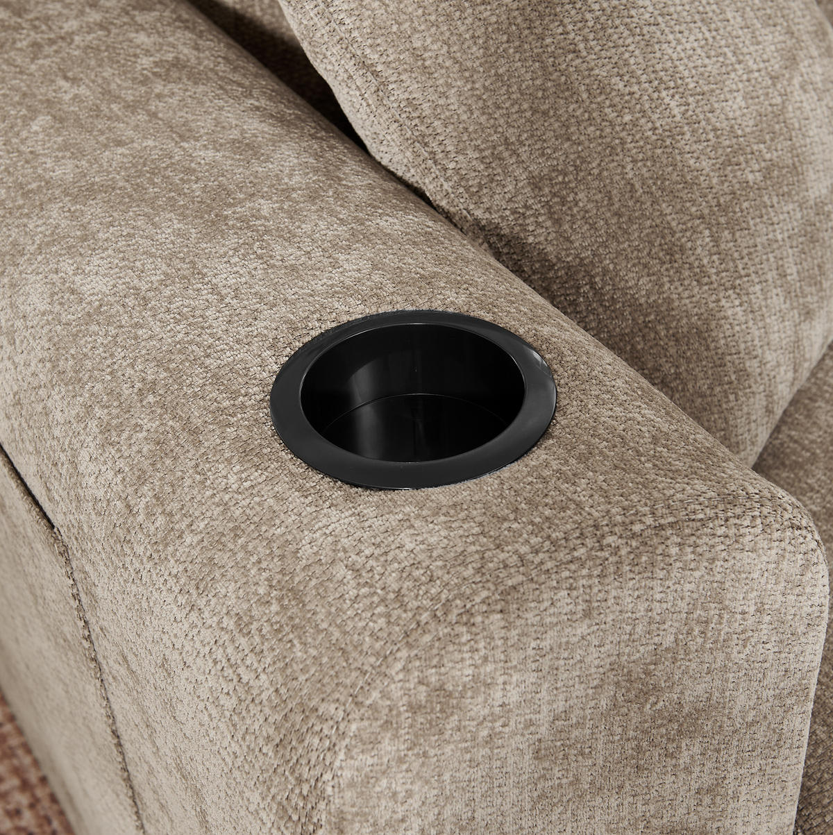 SOFA 2-Sitzer mit Getränkehalter Chenille Brown - Braun, Kunststoff (220/89/100cm) - Meubliv