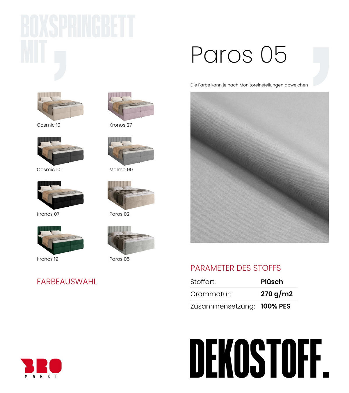 BOXBETT DREAM mit Topper 160x200 Grau - Grau, Textil (160/200cm) - Bromarkt