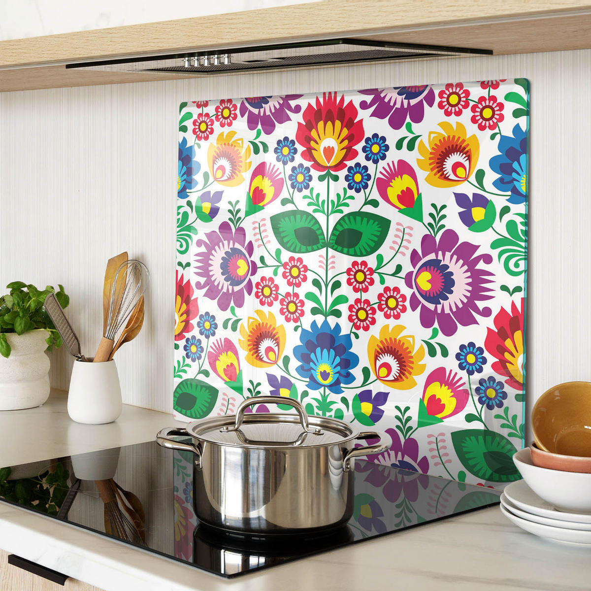 GLASPLATTE 60x52 cm Ethnisches Muster - Multicolor, Glas (60/0.4/52cm) - TULUP