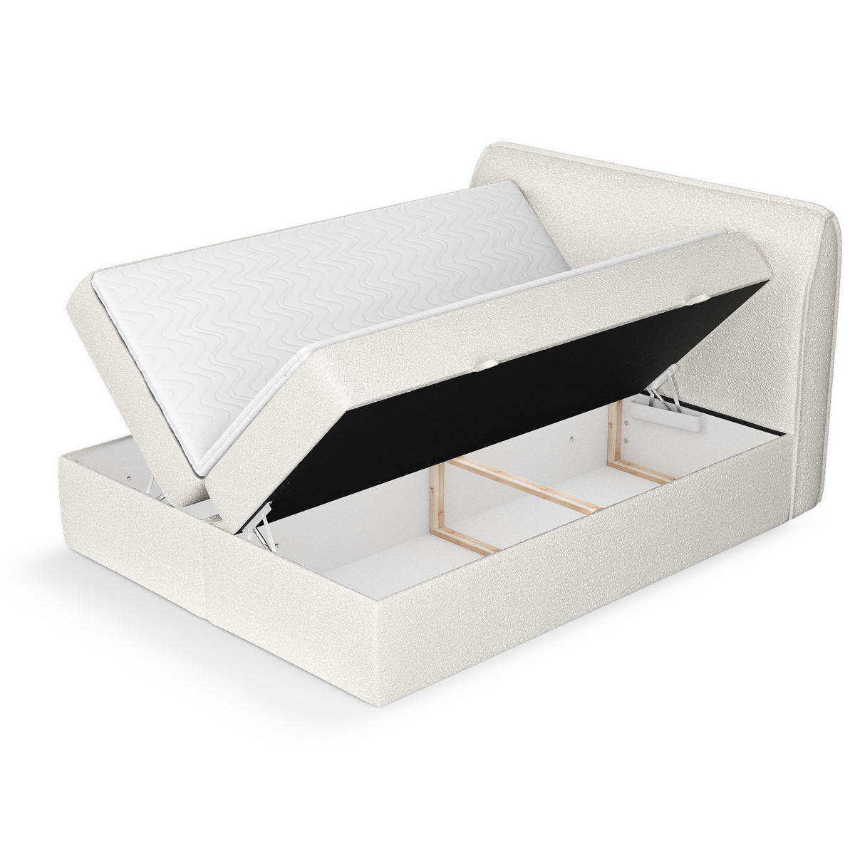 BOXBETT Organic Weiß 200/200 cm mit Bonellmatratze und Topper - Schwarz/Weiß, Holz/Holzwerkstoff (200/200cm) - Maison de Reve
