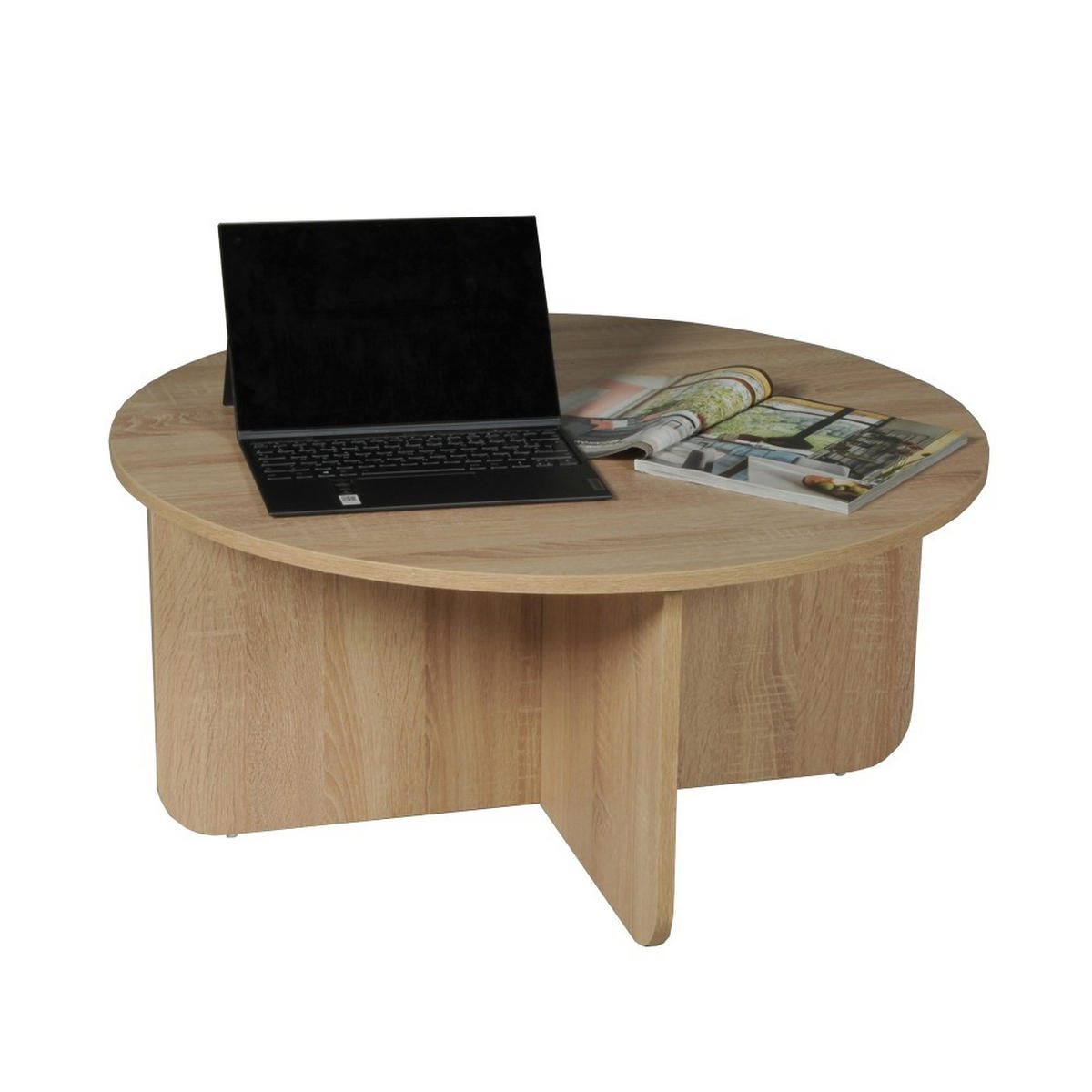 COUCHTISCH DALI /Durchmesser 80x h.37cm / Eiche-gebleichtes Dekor - Sonoma Eiche, Holzwerkstoff (80/80/42cm) - Weber Industries