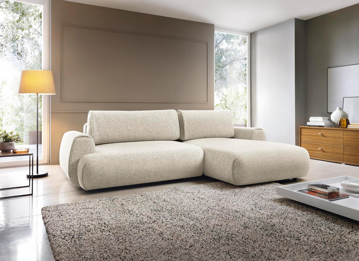 ECKSOFA Morena Weiß, mit Schlaffunktion, rechte seite - Weiß, Holzwerkstoff/Textil (270/167cm) - Bettso