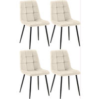 STUHL 4er Set Samt Creme - Creme/Schwarz, Textil/Metall (45/84/55cm) - CLP