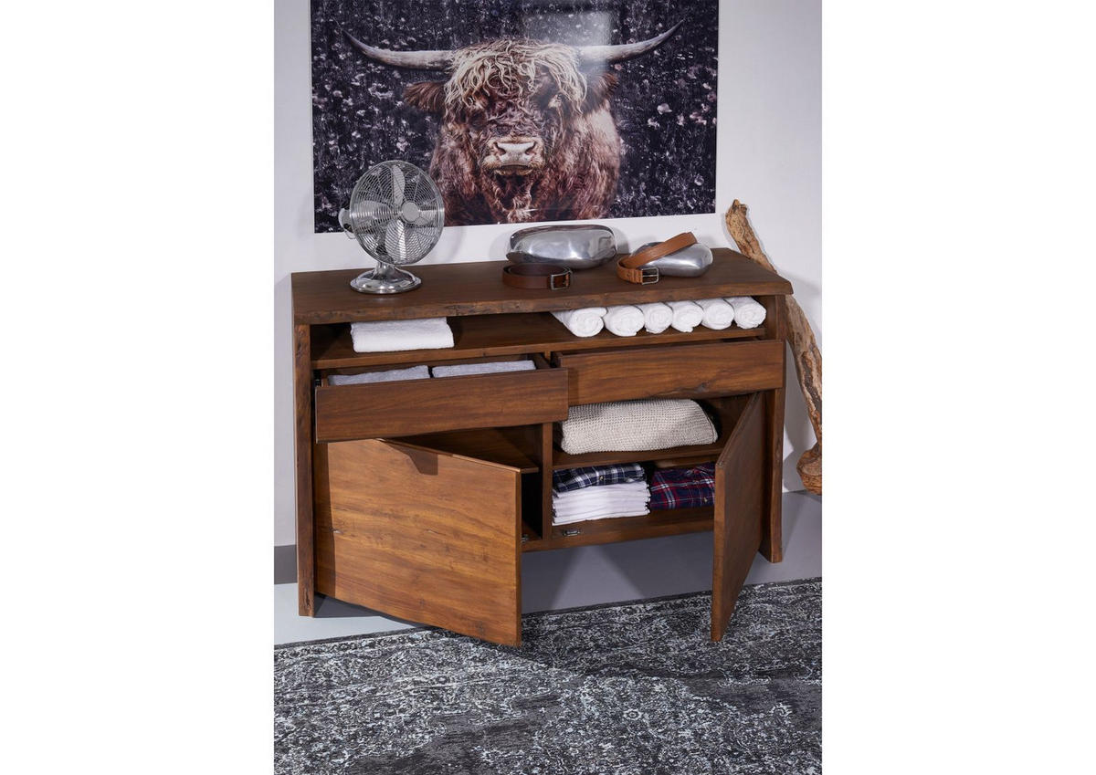 SIDEBOARD Akazie 131x45x96 braun lackiert PURE ACACIA #203 - Braun, Holz (131/96/45cm) - Massivmoebel24