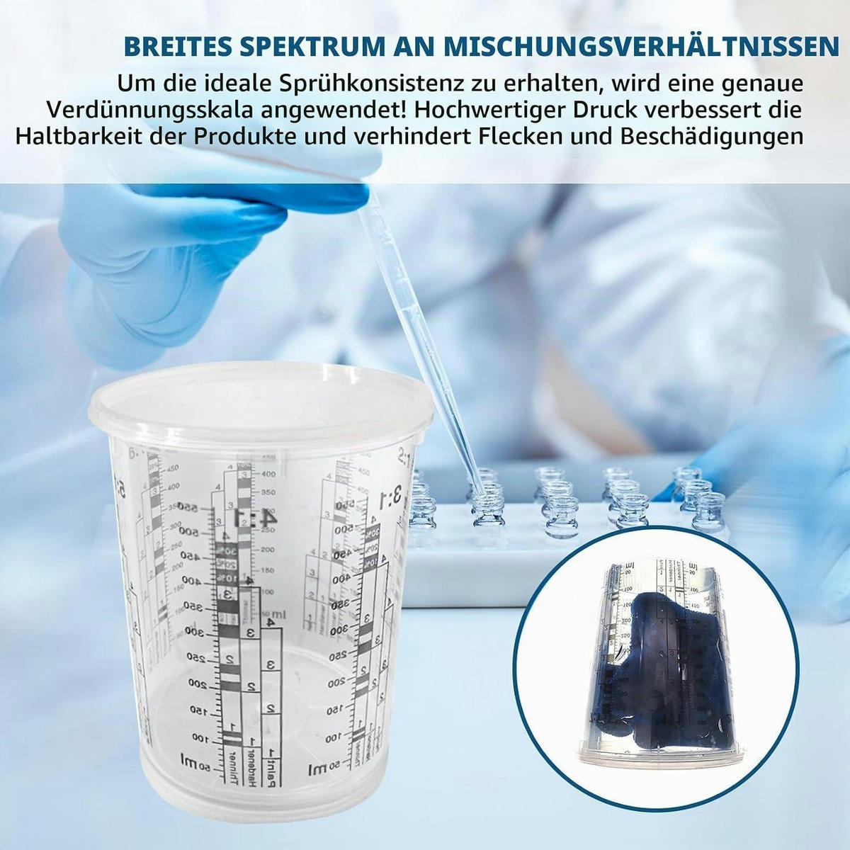 LACKMISCHBECHER 20-teiliges Set 680 ml mit Deckel - Transparent, Kunststoff (0.68L)