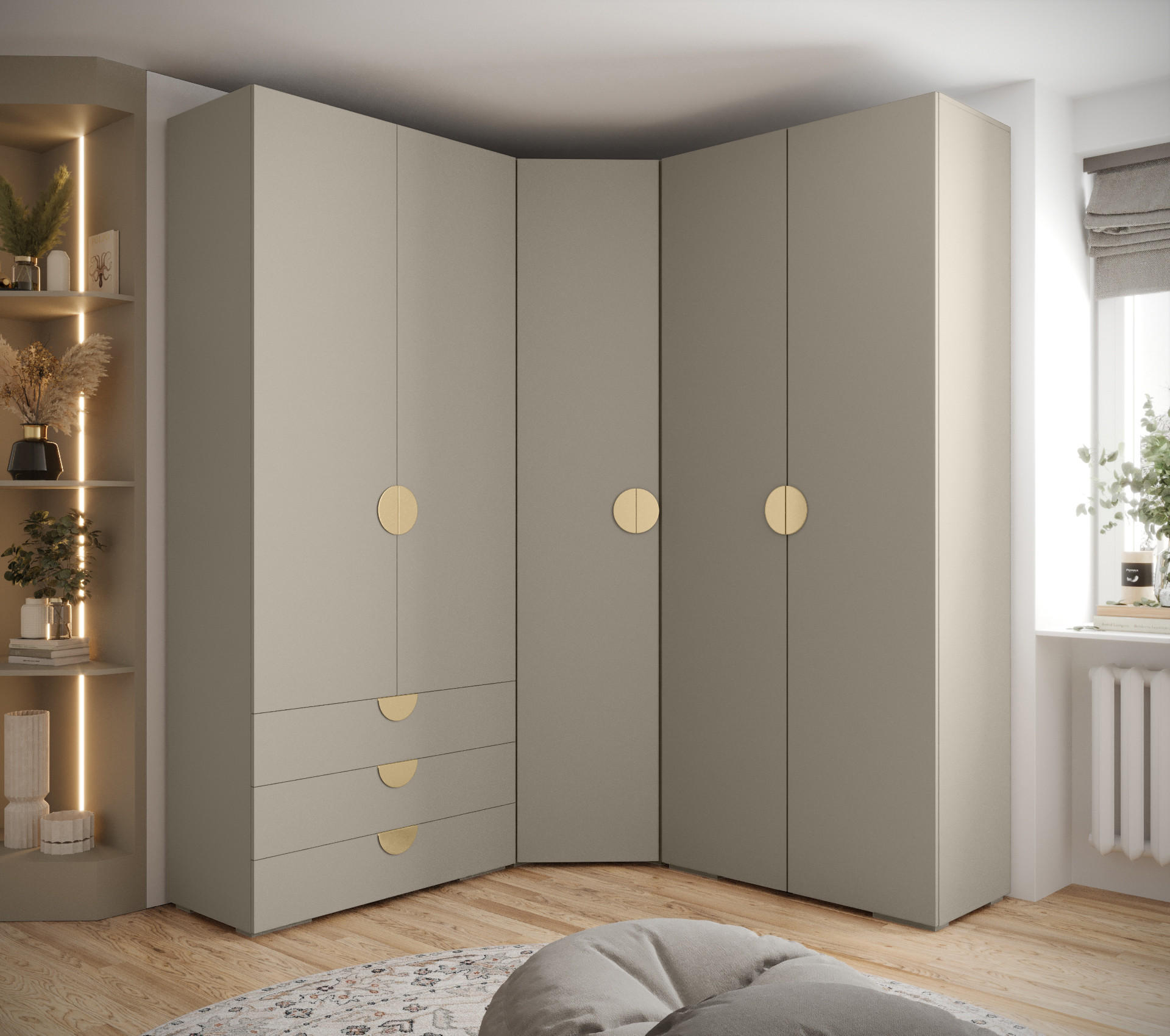 GARDEROBEN-SET 236,7/181,7/47 - Kaschmir/Goldfarben, Holz/Kunststoff (181.7/236.7/47cm) - Abiks Möbel