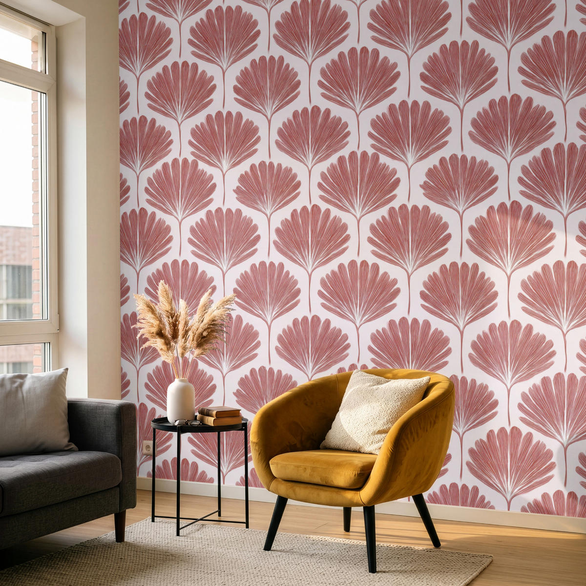 TAPETE - Fächer - Motiv - Terra - 240x220 cm - Rotbraun, Papier (240/220cm) - OnlyWow