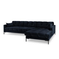 ECKSOFA rechts Mamaia aus Samt dunkelblau 5 Sitzplätze - Dunkelblau, Textil (185/293cm) - Micadoni