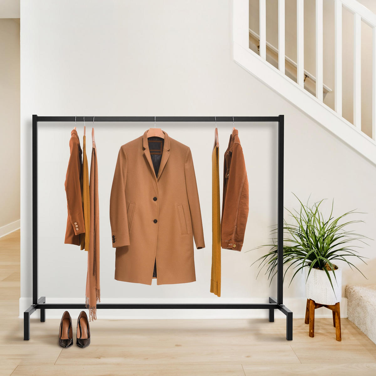 KLEIDERSTÄNDER 150x38x120-schwarz-Metall - Schwarz, Metall (150/120/38cm) - CLP