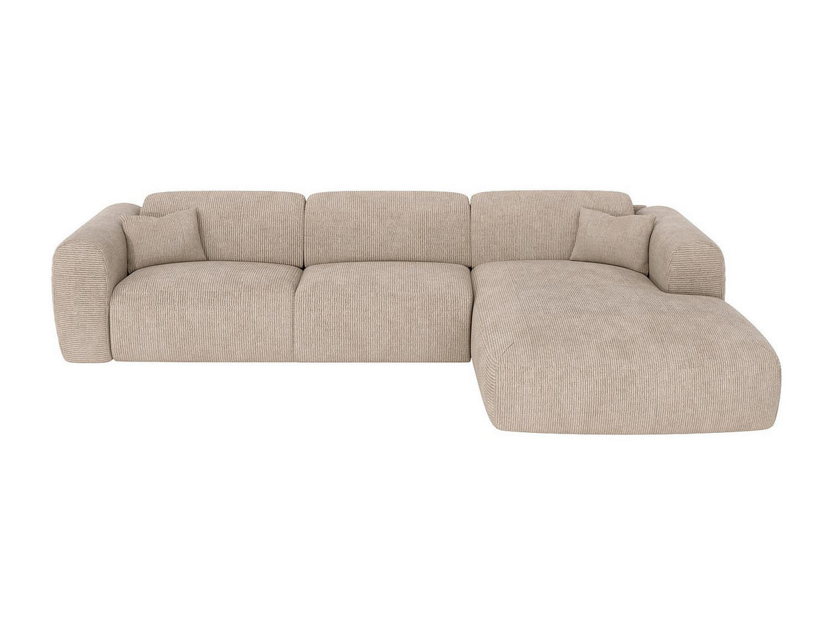 ECKSOFA mit Schlaffunktion - Ecke rechts - Cord fein gerippt - Beige - POGNI - Beige, Textil (299/165cm) - Vente-Unique