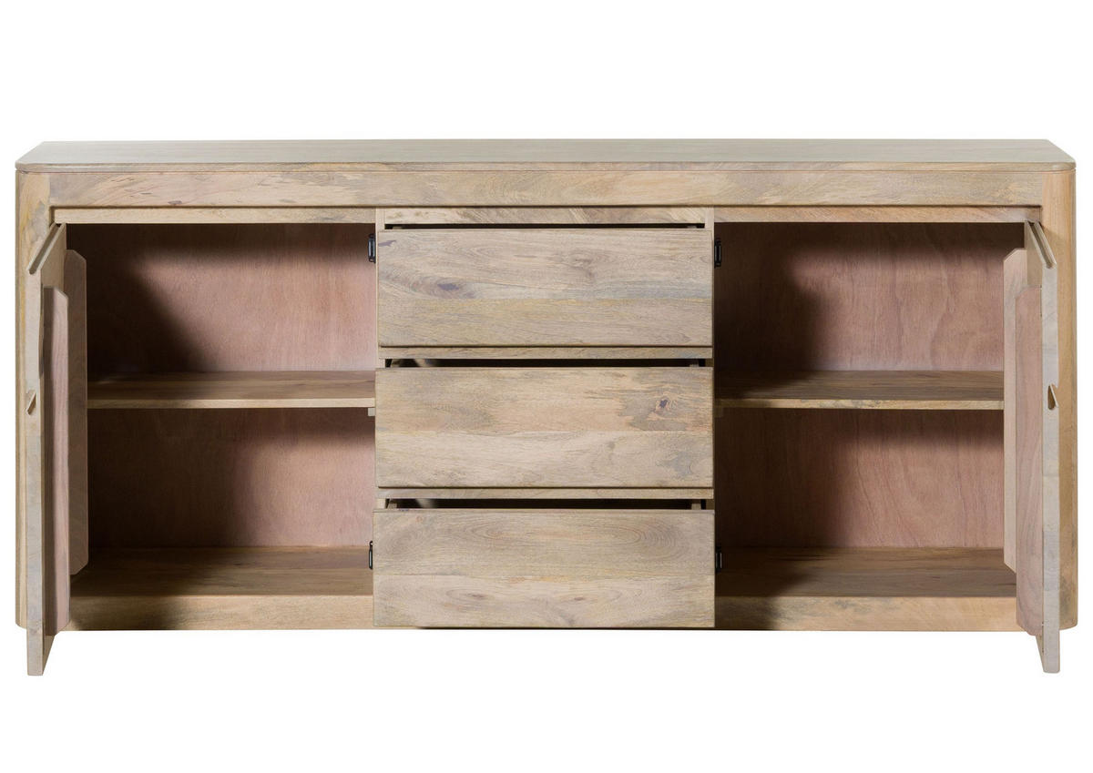 SIDEBOARD Mango 185x40x80 weiß lackiert TORONTO #302 - Weiß, Holz (185/80/40cm) - Massivmoebel24