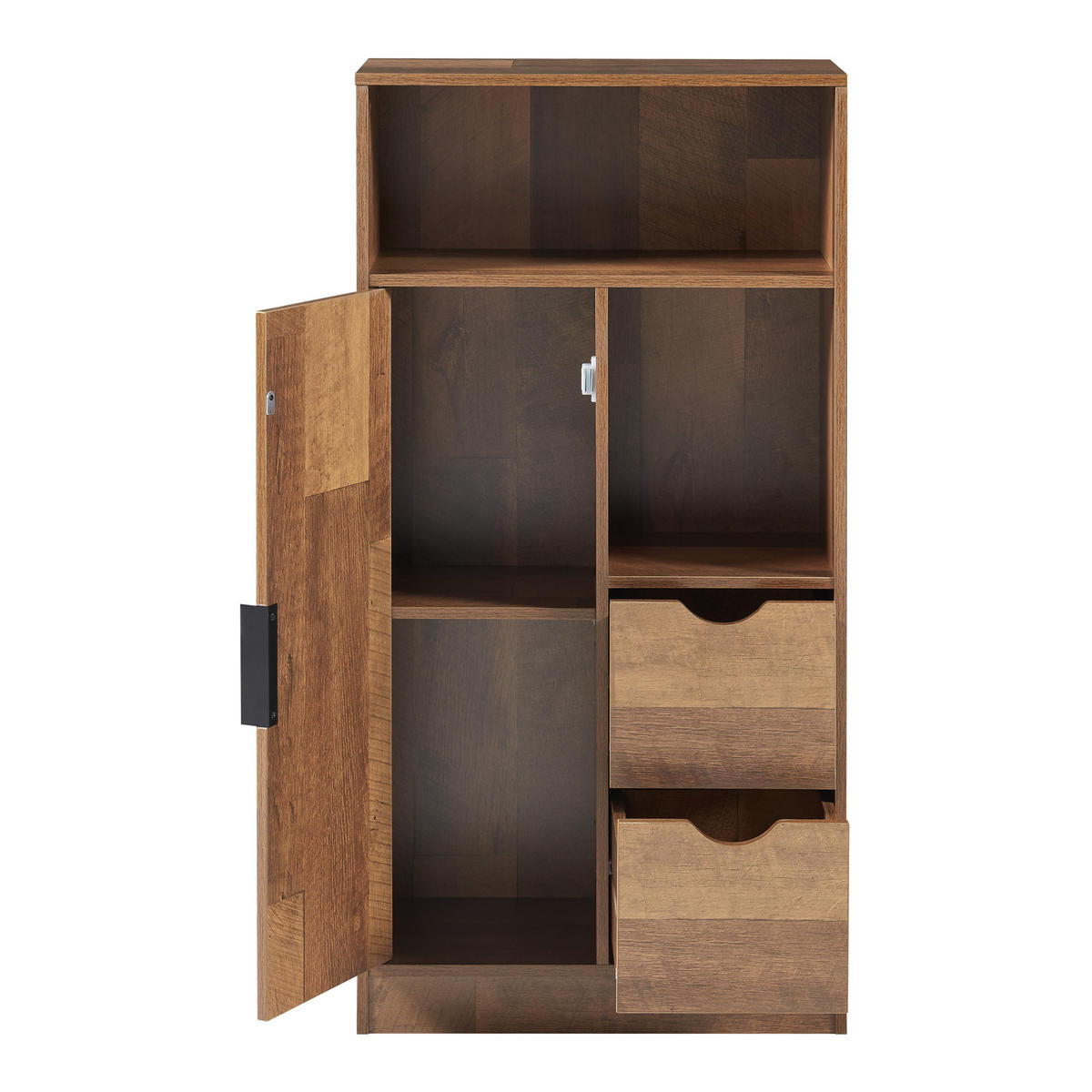 BADEZIMMERSCHRANK Namsskogan - Walnussfarben/Schwarz, Holzwerkstoff/Metall (50/100/25cm) - [en.casa]