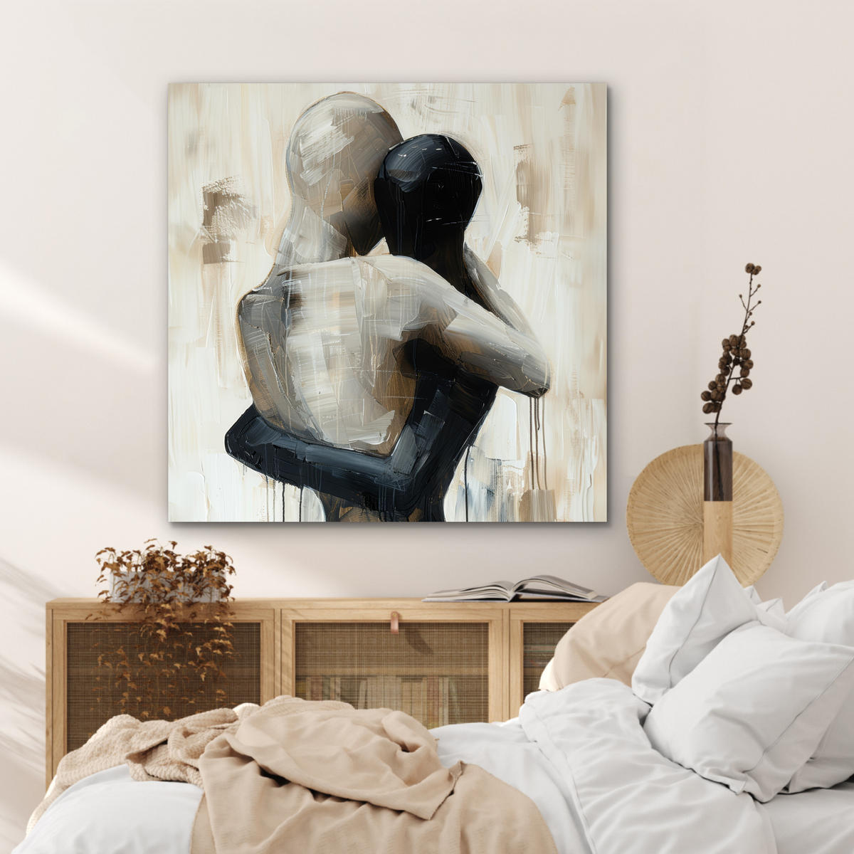 KOVOVÝ OBRAZ Abstraktné - Láska - Čiernobiele - Moderné 90x90 cm - čierna, kov (90/90cm) - MuchoWow