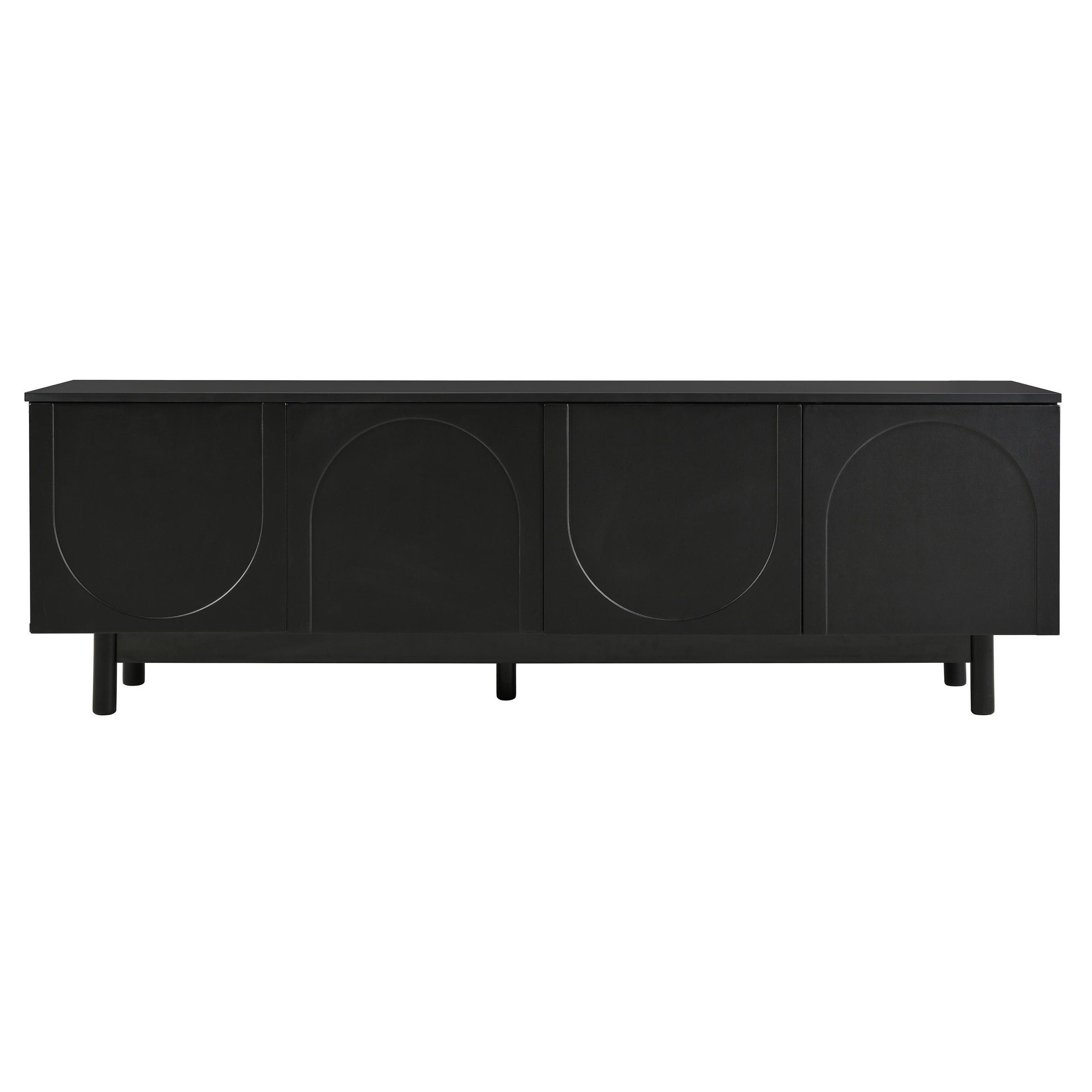 TV-MÖBEL Schwarz 175/38/56 cm - Schwarz, Holzwerkstoff (175/56/38cm) - PANGIVO