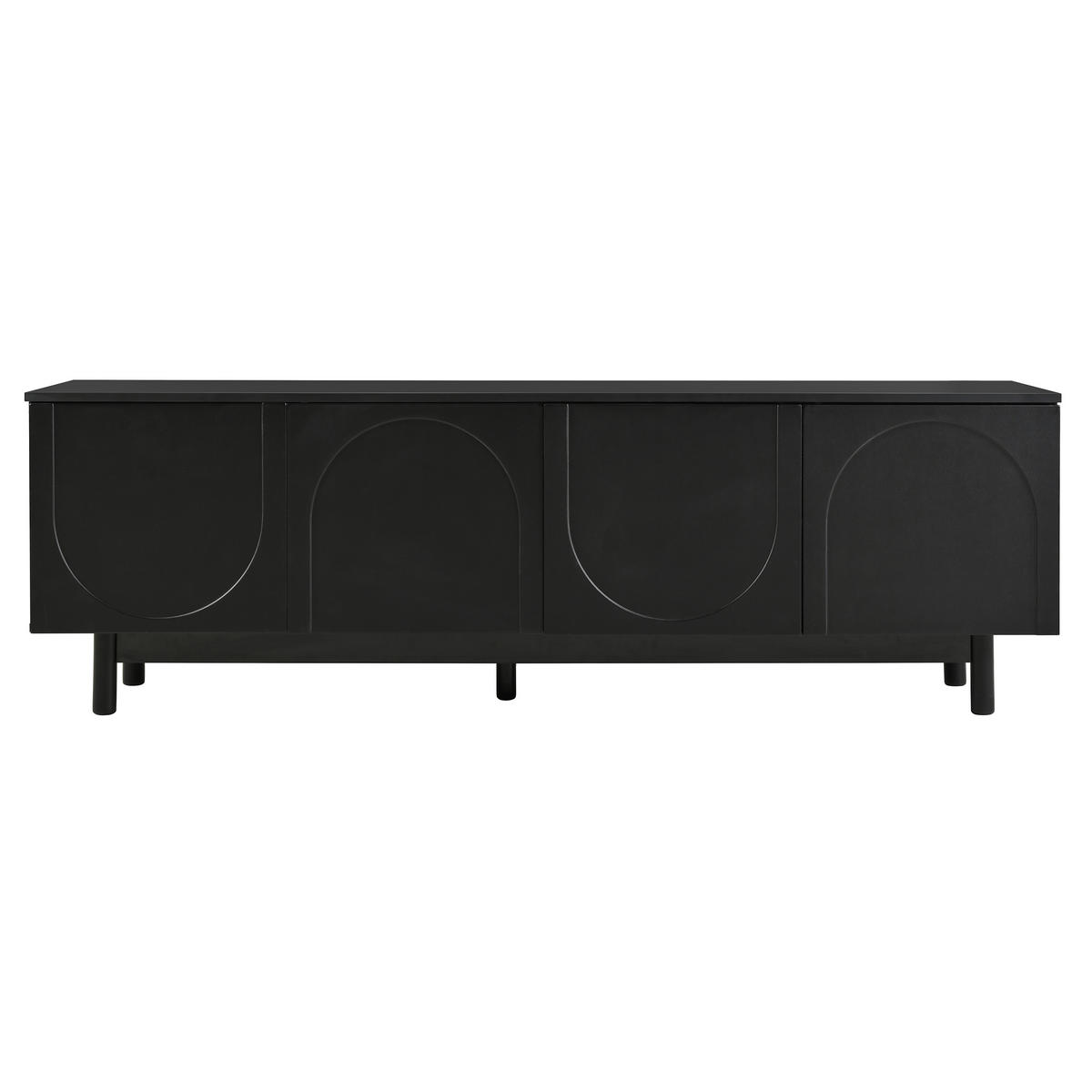 TV-SCHRANK Lowboard Modern 175x38cm verstellbare Platten Schwarz - Schwarz, Holz (48.5/18/95.5cm) - FLIEKS