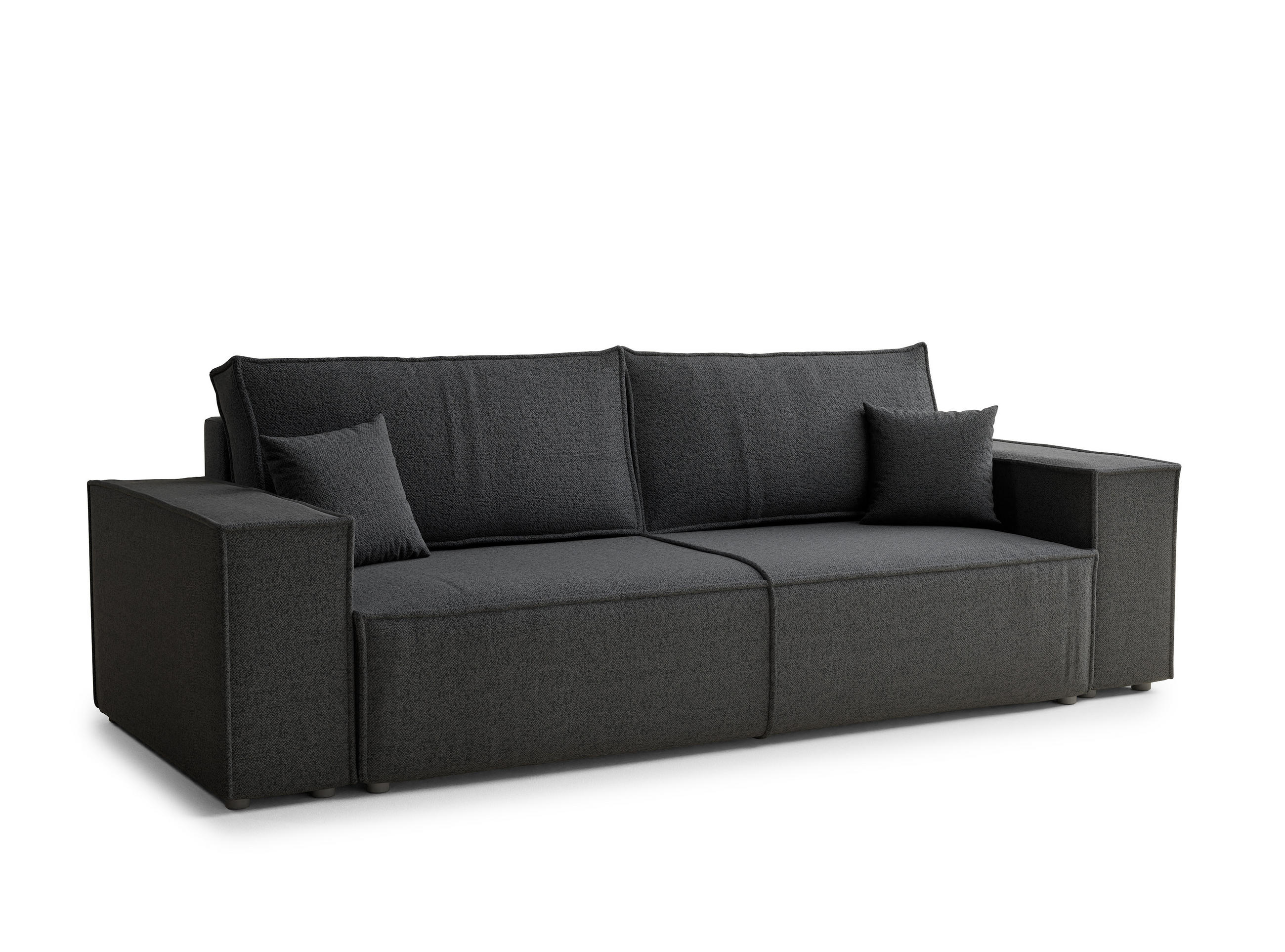 SOFA MIT SCHLAFFUNKTION Milos Anthrazit Webstoff - Anthrazit/Schwarz, Holz/Holzwerkstoff (255/70/105cm) - Maison de Reve