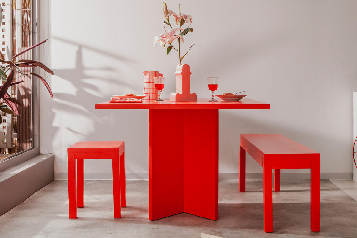 ESSTISCH Quadratischer mit laminiertem , 100/100 cm, Rot - Rot, Holzwerkstoff (100/100/75cm) - RNT By Really Nice Things