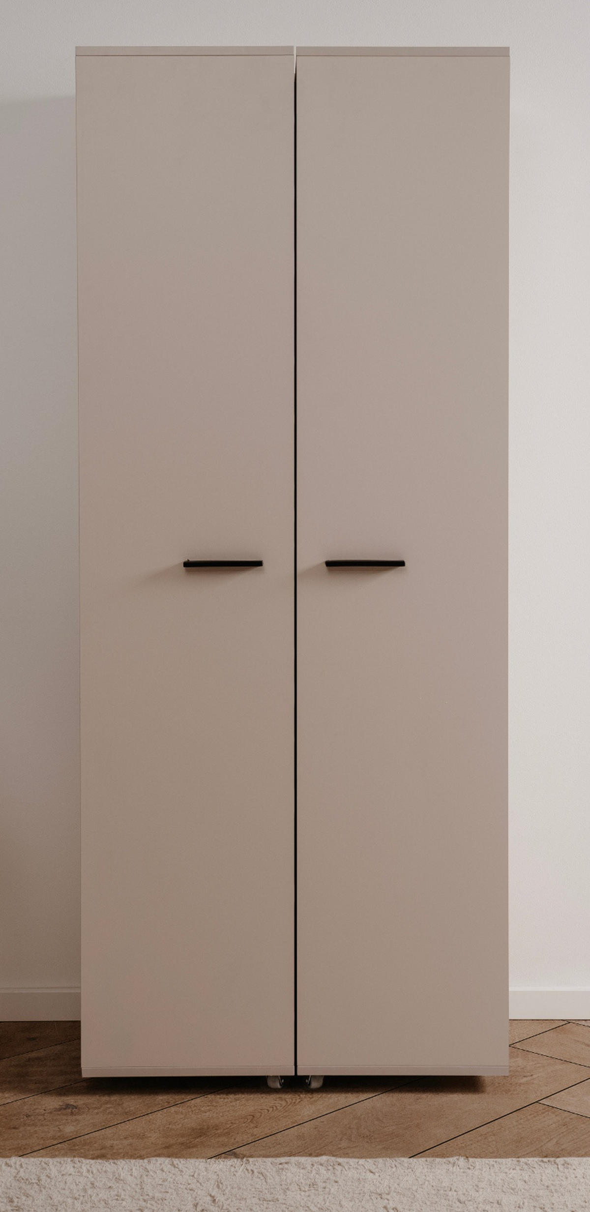SCHUHSCHRANK Samtfarben 74 cm, Flurschrank aufklappbar für 30 Paar Schuhe - Beige/Schwarz, Holzwerkstoff/Kunststoff (74/181.5/34cm) - Furn.Design