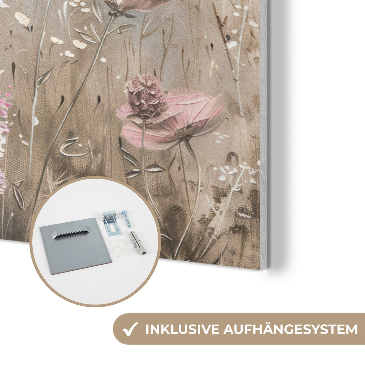 AKUSTIKBILD Blumen - Rosa - Modern - Beige Akustikpaneele 90x60 cm - Beige, Kunststoff (90/60/0.9cm) - MuchoWow