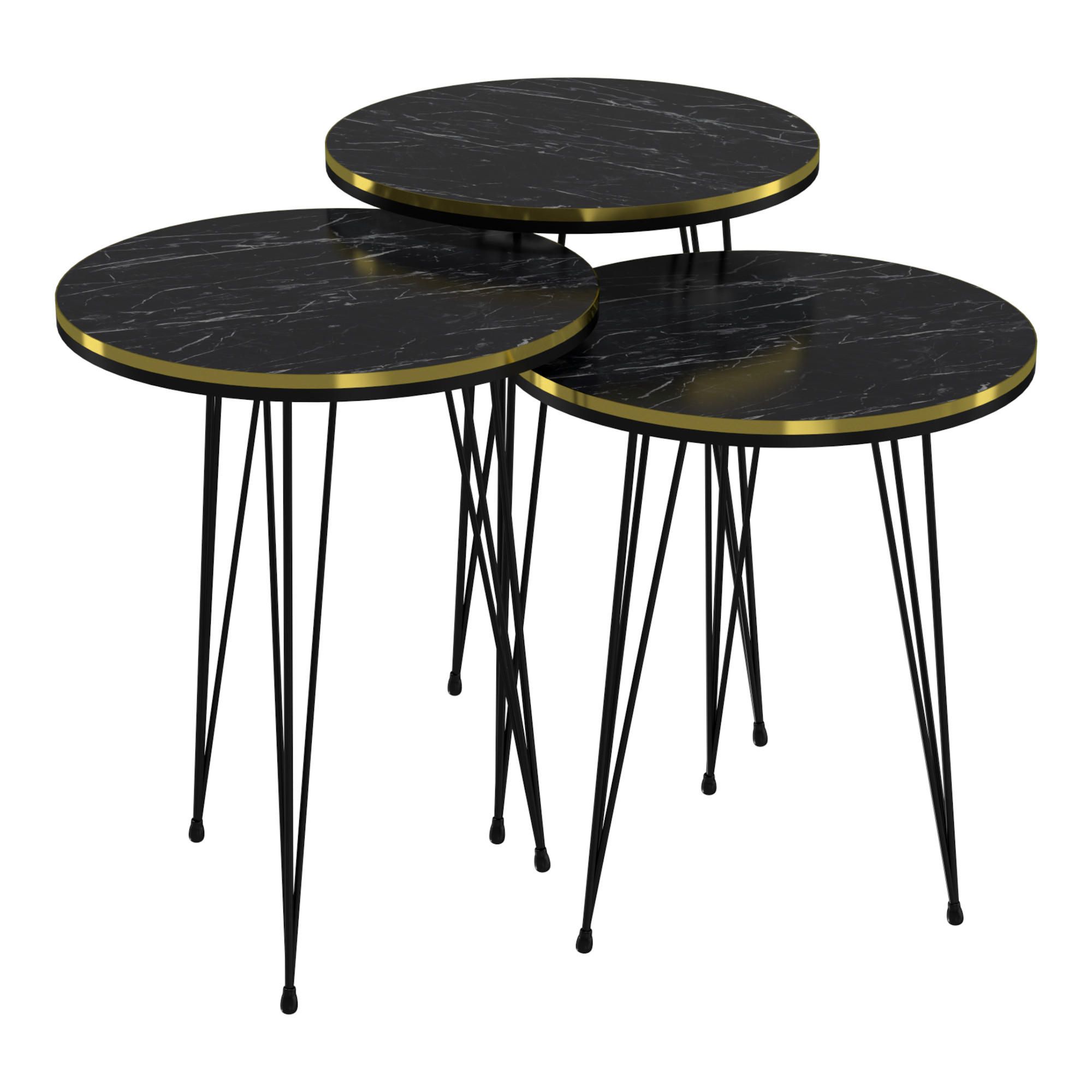 SATZTISCH SET Ry 3-teilig 36/36/50 - Schwarz, Holzwerkstoff (36/36/50cm) - [en.casa]