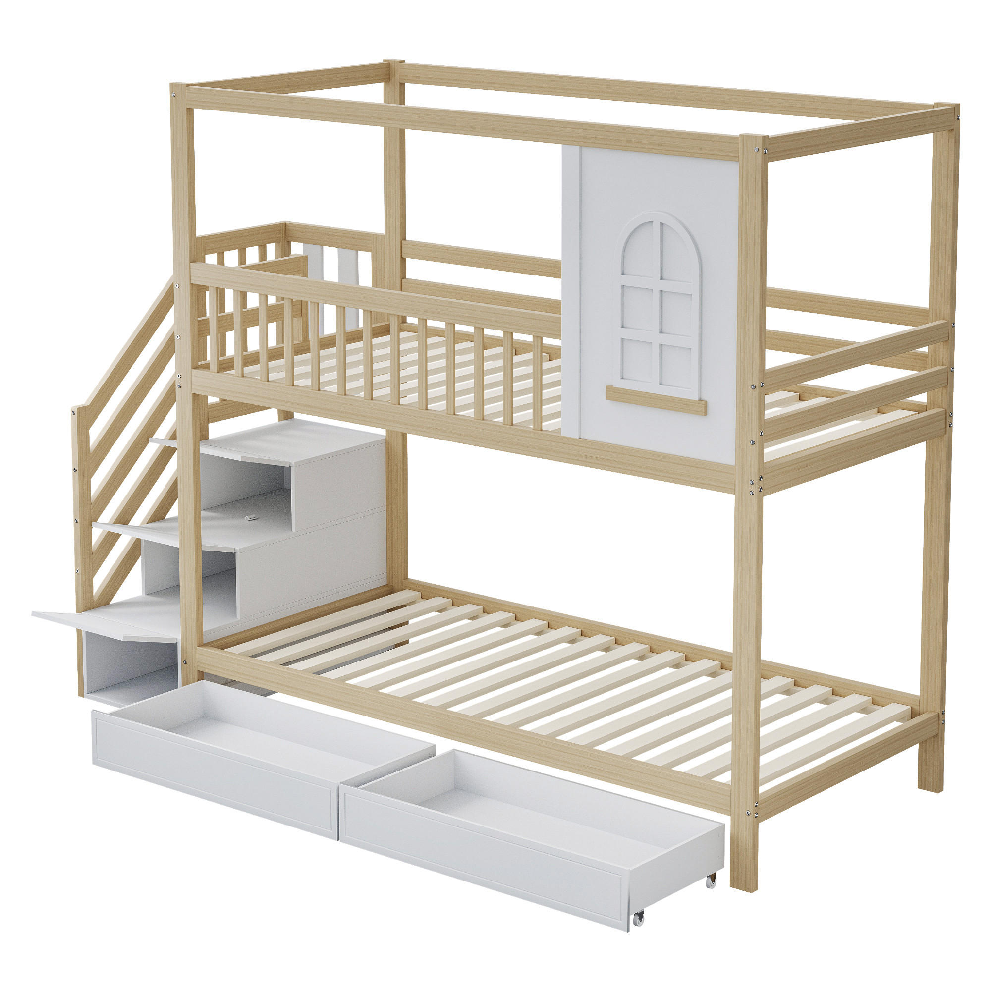 ComfortXL Etagenbett Natur 90x200 cm