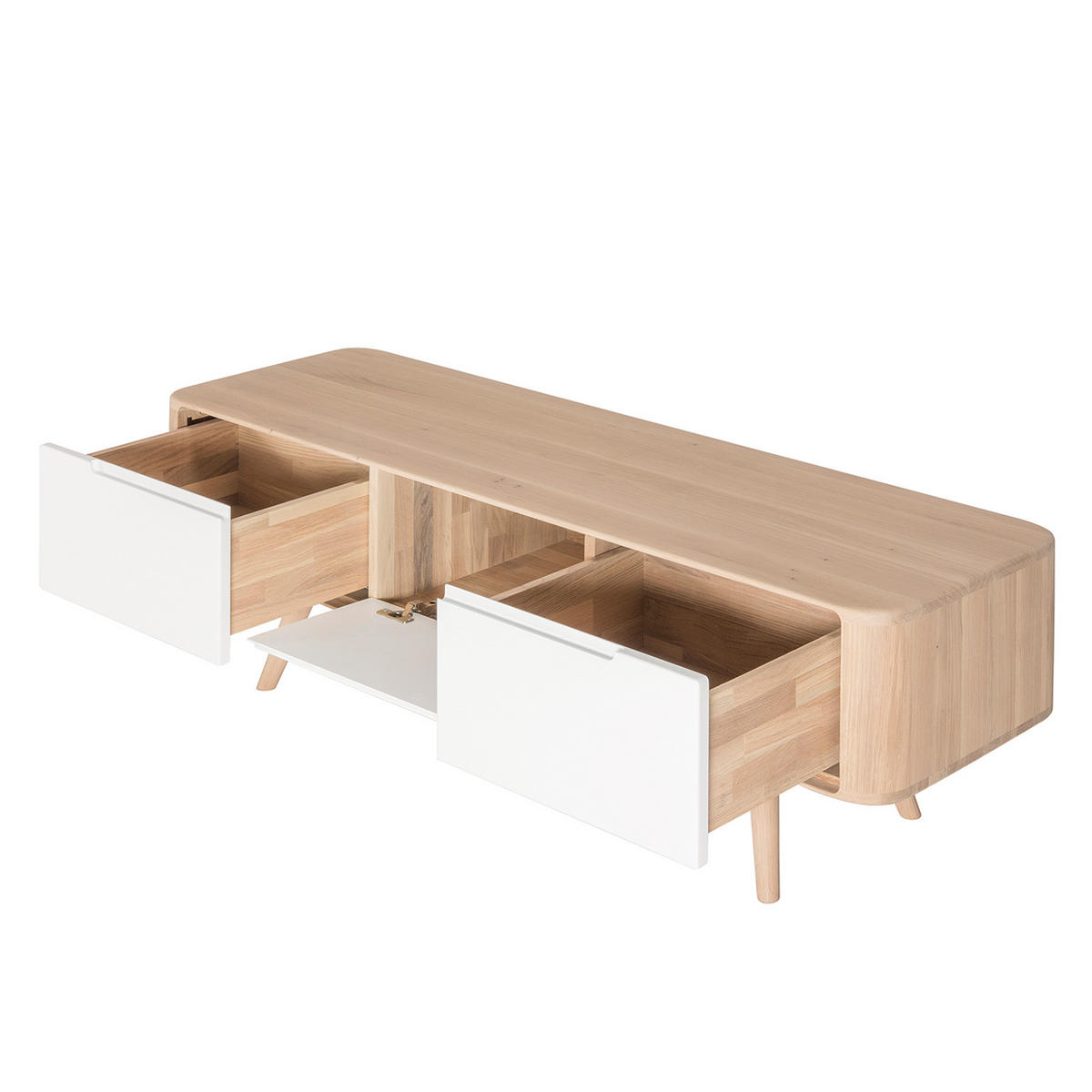 TV-LOWBOARD - Wildeiche teilmassiv - Wildeiche, Holz/Holzwerkstoff (135/45/42cm) - home24