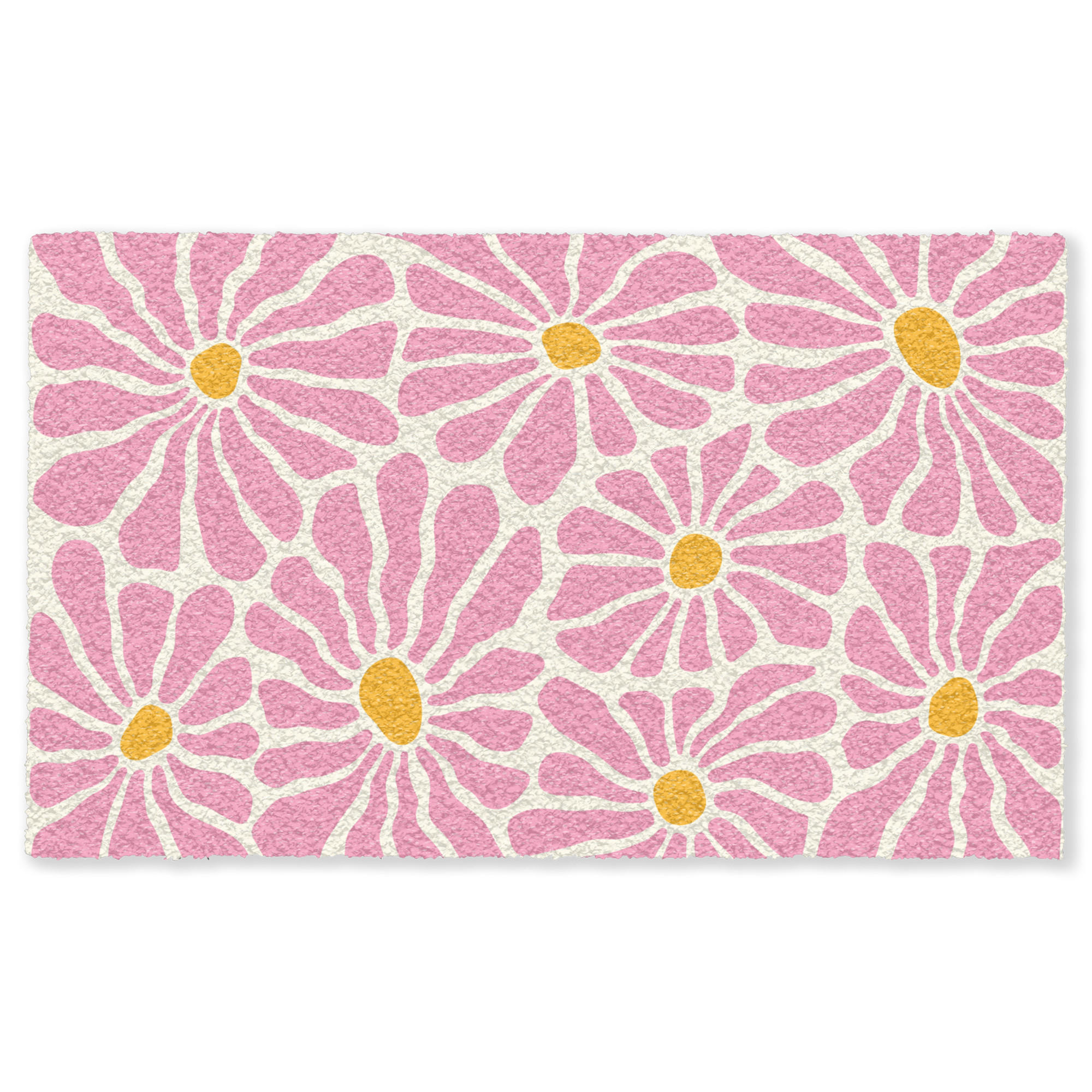 FUSSMATTE Blumen - Muster - Rosa - Beige - Orange Sauberlaufmatte 150x90 cm - Rosa, Kunststoff (150/90cm) - MuchoWow
