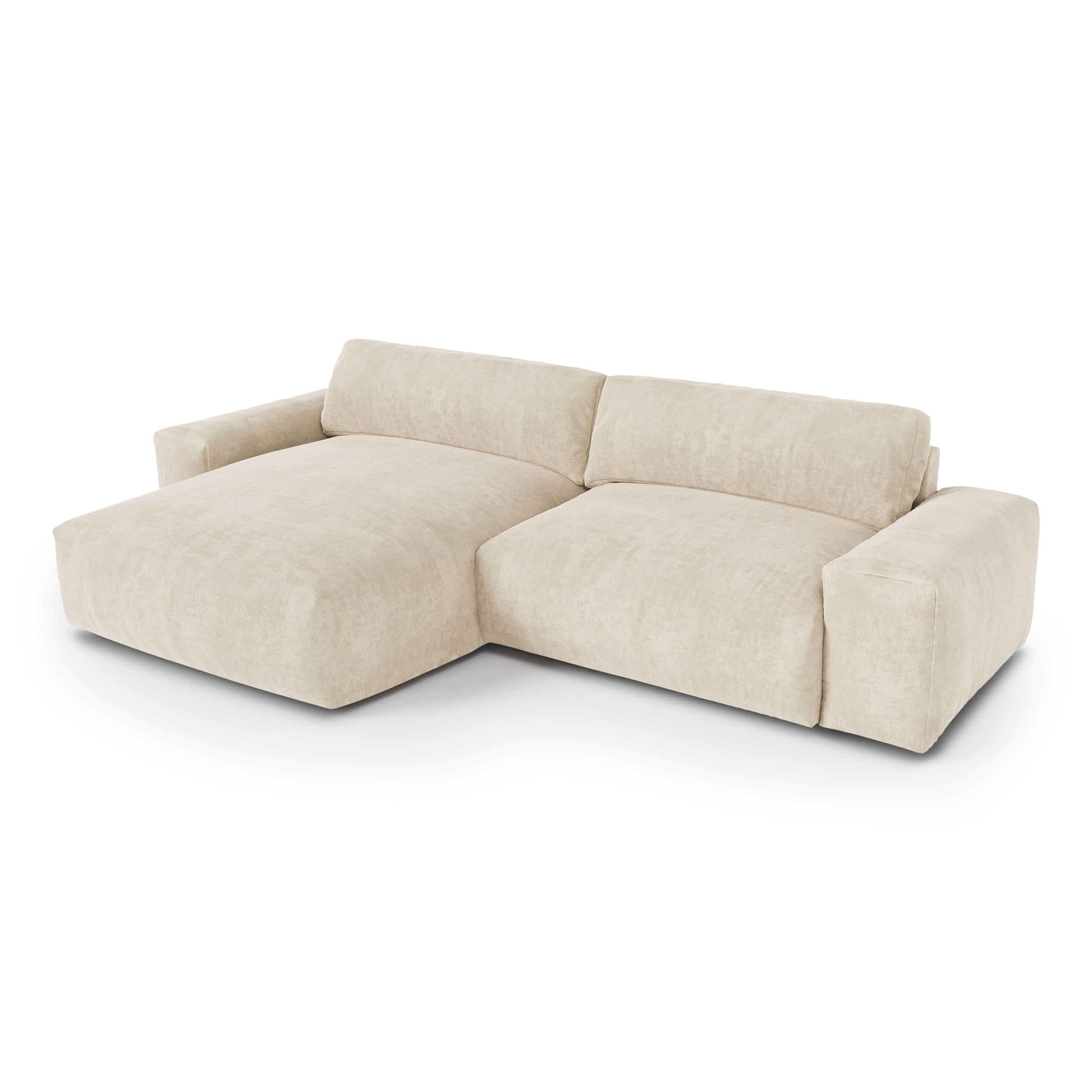 ECKSOFA LINKS Samt Creme 310cm - Creme, Textil (174/310cm) - Sia Home