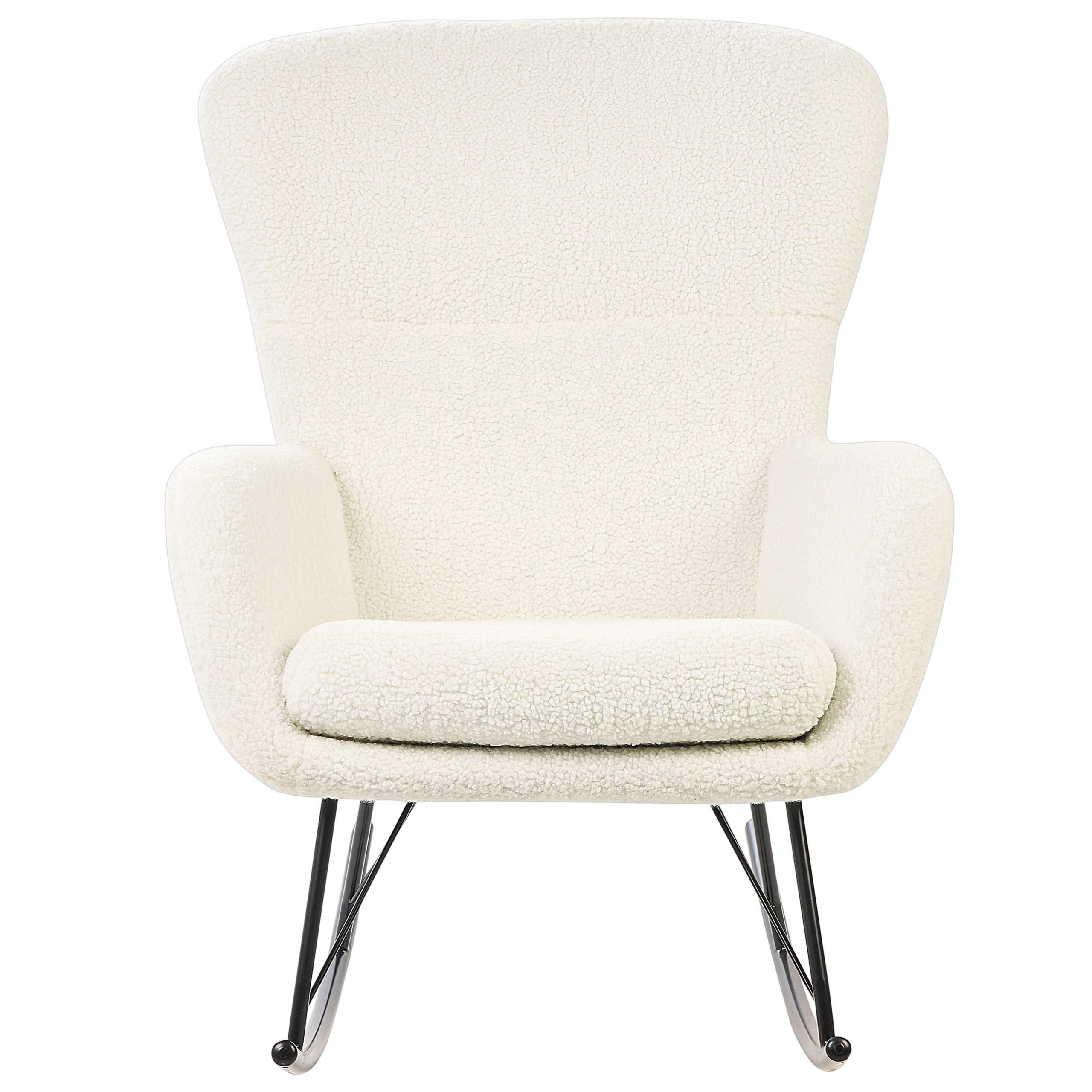 SCHAUKELSESSEL Bouclé Cremeweiß /Schwarz Anaset - Creme, Textil/Metall (74/99/99cm) - Beliani
