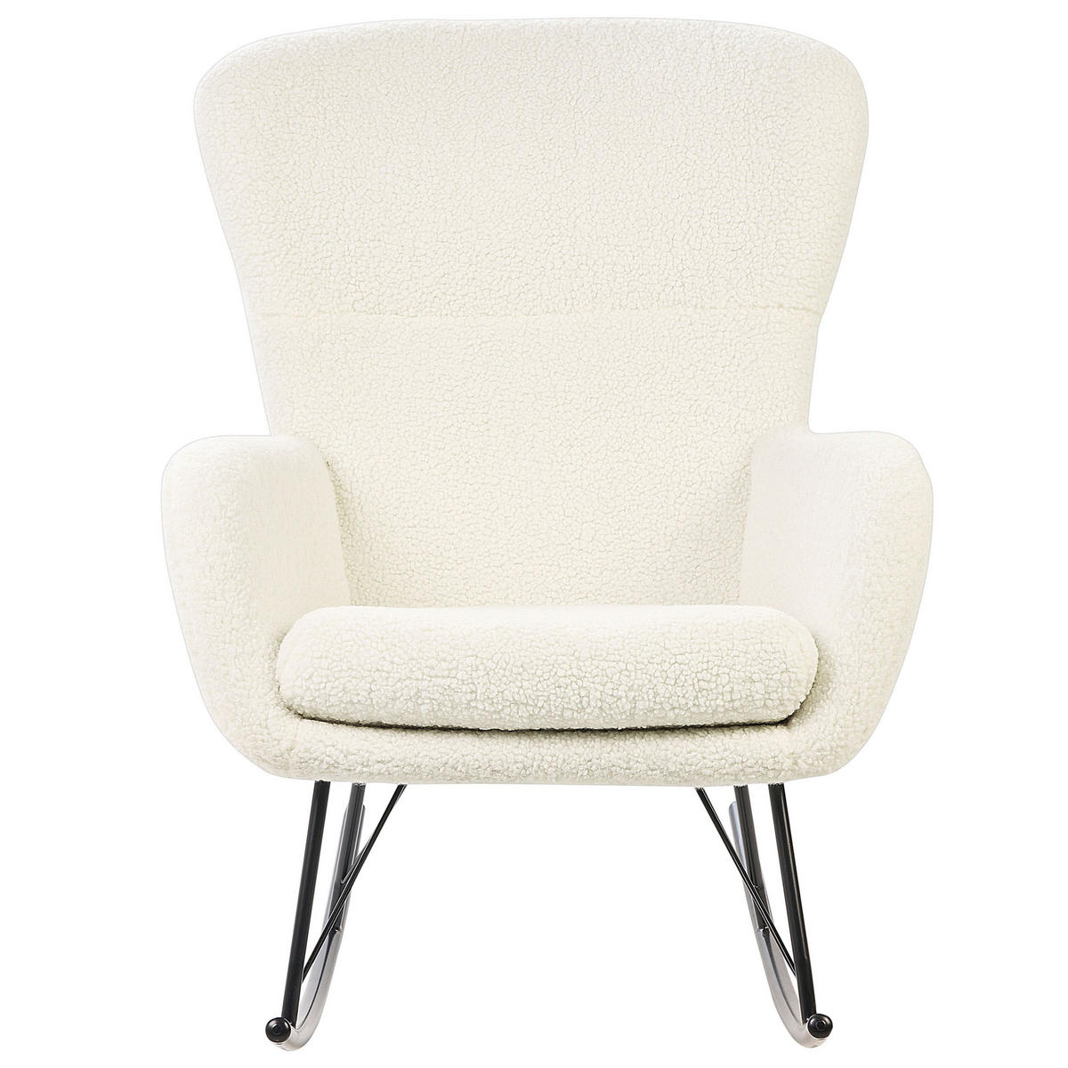 SCHAUKELSESSEL Bouclé Cremeweiß /Schwarz Anaset - Creme, Textil/Metall (74/99/99cm) - Beliani