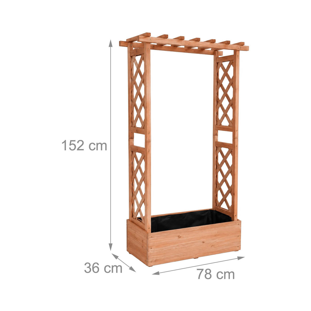 BLOMLÅDA Orange granträ med spaljé och tak - Orange, Trä (78/152/36cm) - Relaxdays