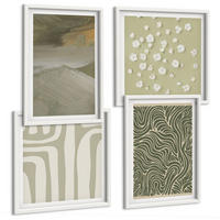 BILDER SET 4er Set - 50x50 cm & 40x60 cm Weißer Rahmen - Abstrakte Boho-Muster - Weiß, Kunststoff (50/50cm) - TULUP