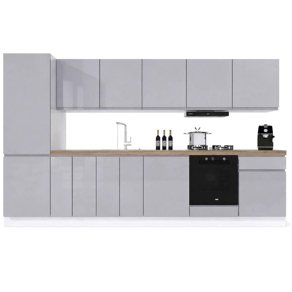 KÜCHENINSEL 360 cm - Aspen KA21-M360 - Grau/Hochglanz - Grau, Holz (540/212/58cm)