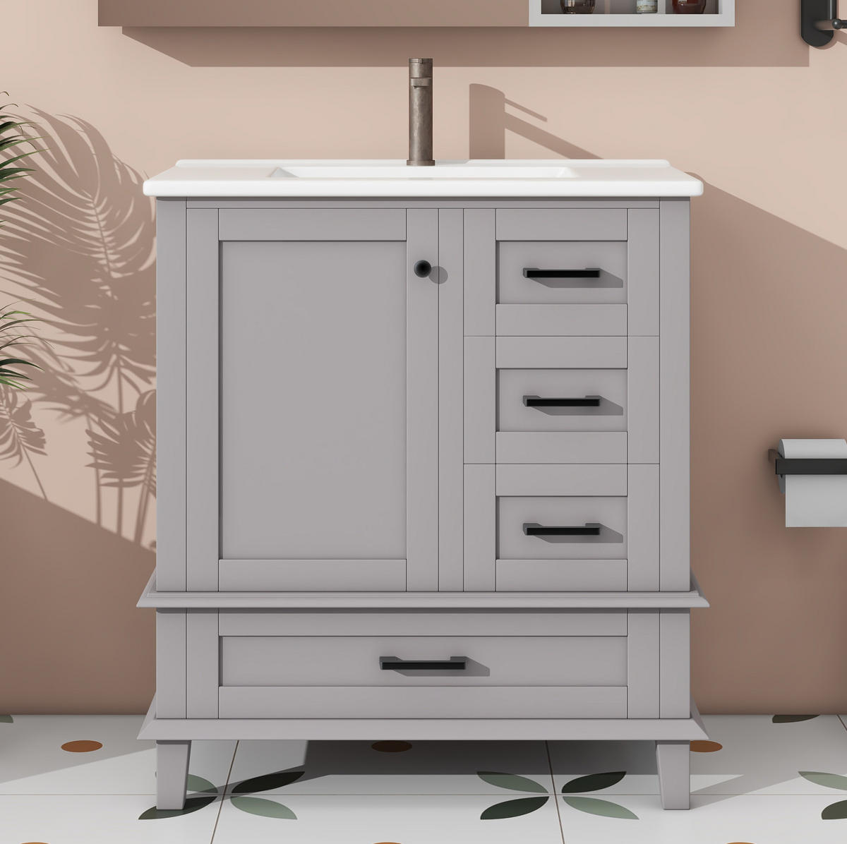 BADEZIMMERSCHRANK mit Waschtisch 76 x 46 x 83,5 cm Grau - Grau, Holzwerkstoff (46/83.5/76cm) - Beauniv