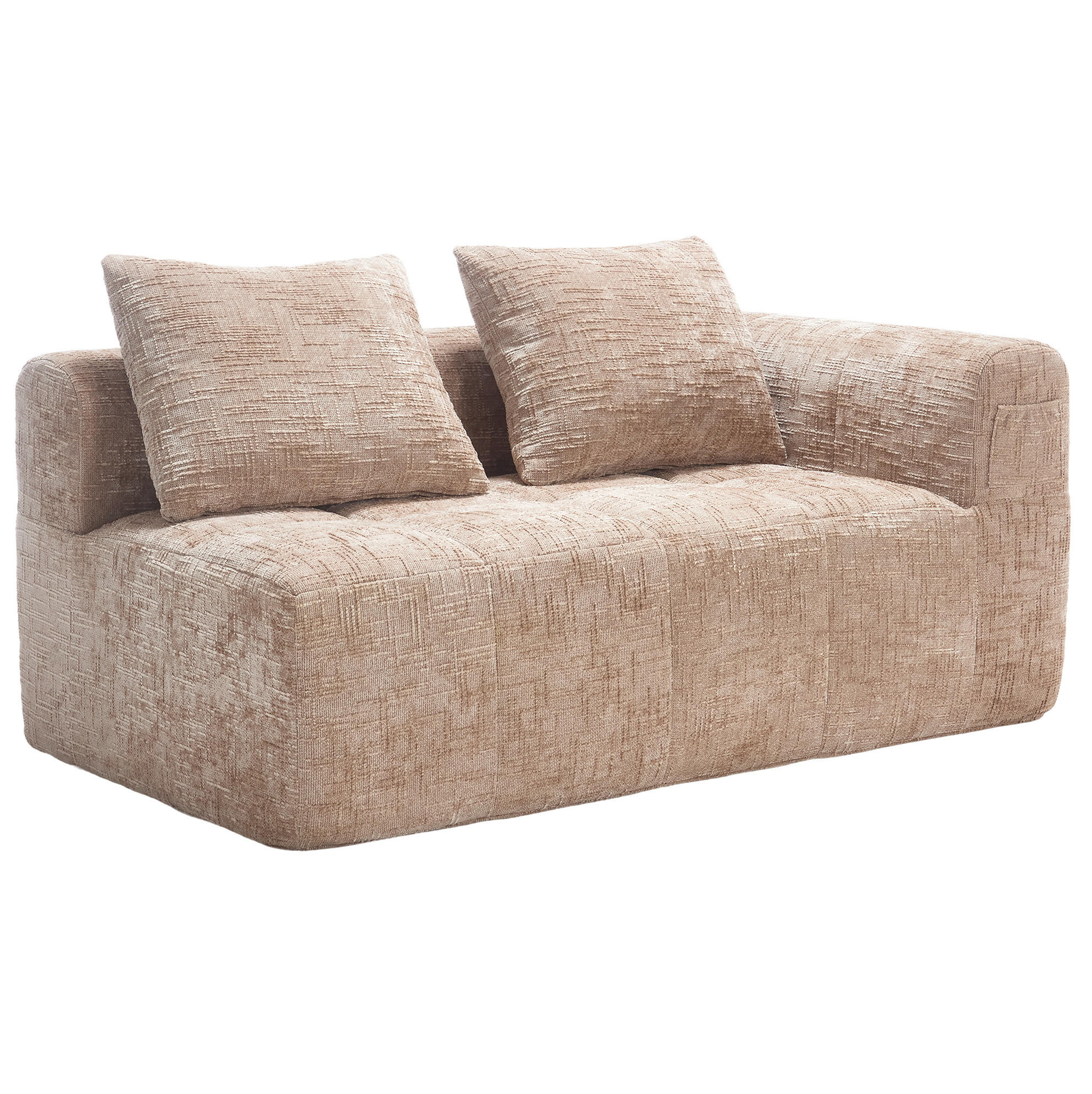 Redom POHOVKA 158/90/60 cm s lenoškou, bočními kapsami a polštářem, chenille, Khaki