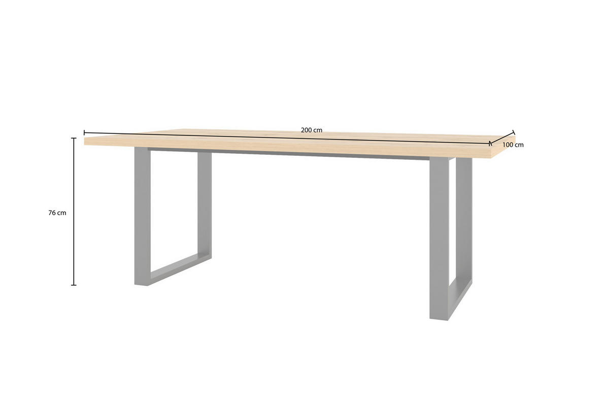 ESSTISCH HALERIA 200 x 100 x 76 cm - Eiche Wotan/Schwarz, Holz (200/100/76cm) - MASSENO