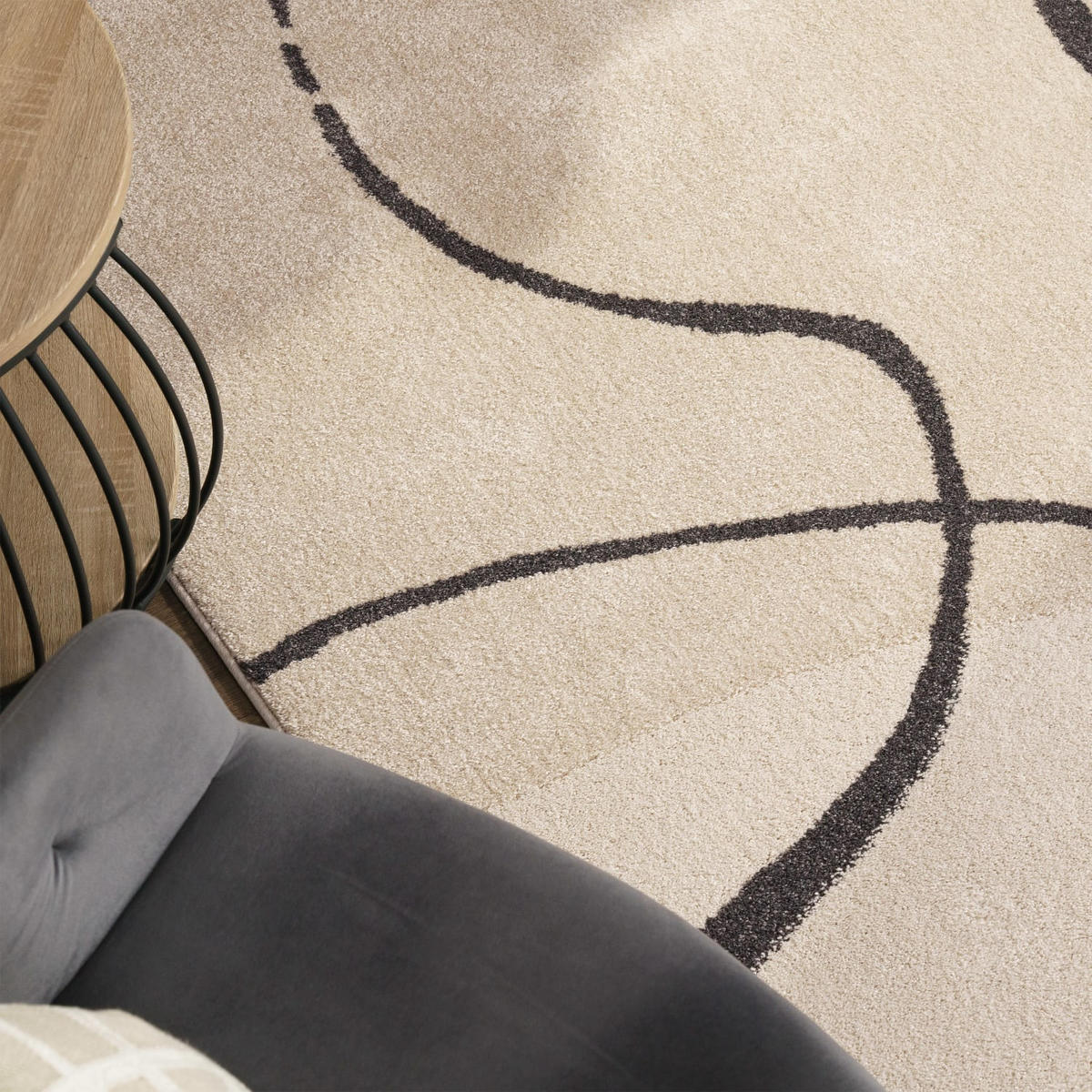KURZFLORTEPPICH, abstrakt, Florhöhe 12 mm, Creme, 160 x 230 cm - Beige, Textil (160/230cm) - KADIMA DESIGN