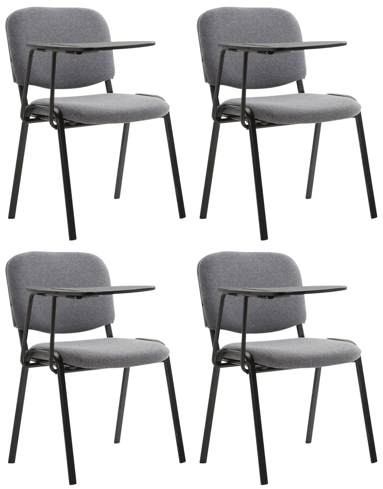 BESUCHERSTUHL 4er Set Stoff grau - Schwarz/Grau, Textil/Metall (53/81/71cm) - CLP