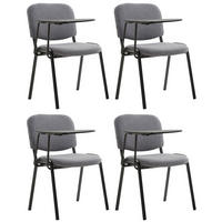 BESUCHERSTUHL 4er Set Stoff grau - Schwarz/Grau, Textil/Metall (53/81/71cm) - CLP