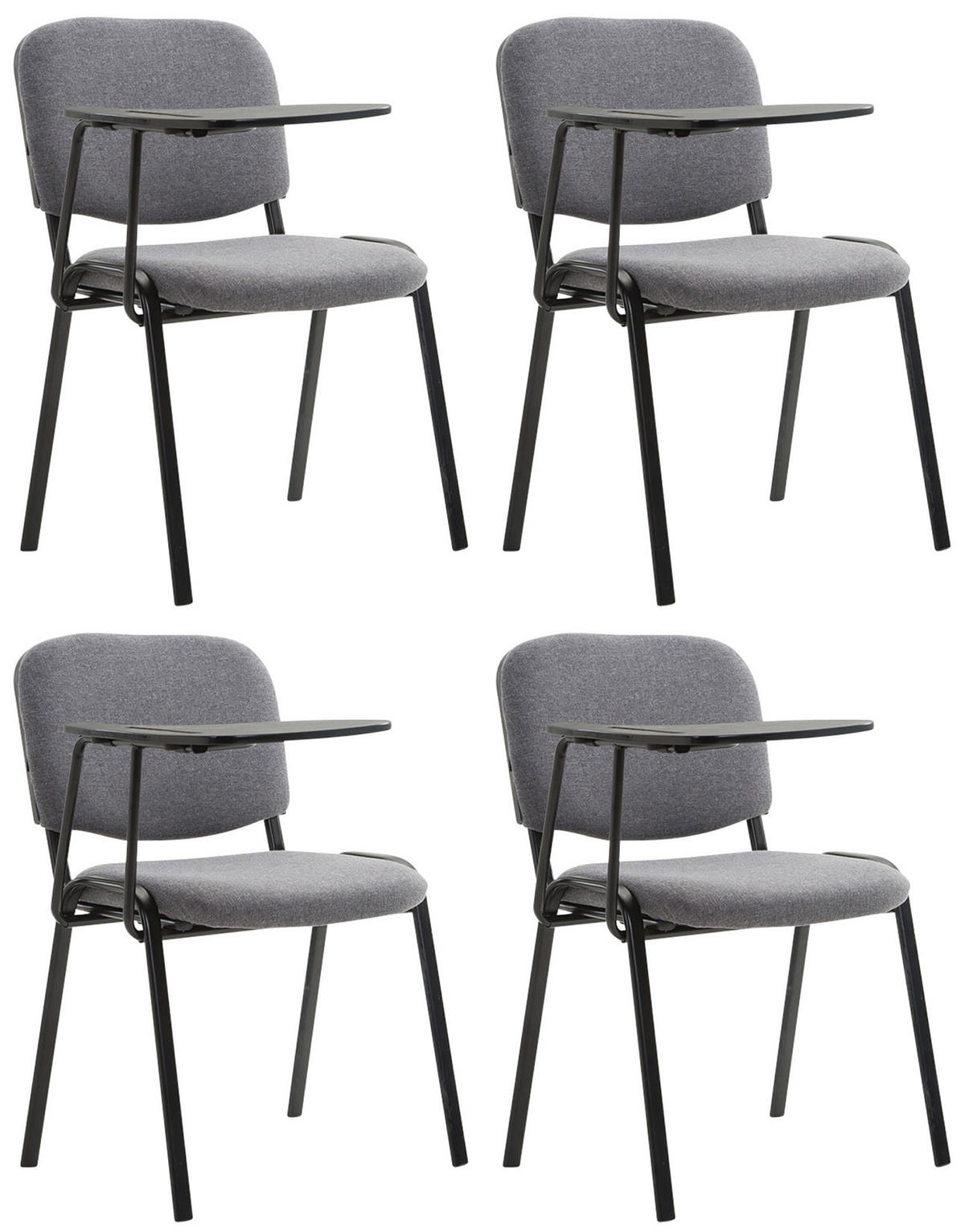 BESUCHERSTUHL 4er Set Stoff grau - Schwarz/Grau, Textil/Metall (53/81/71cm) - CLP