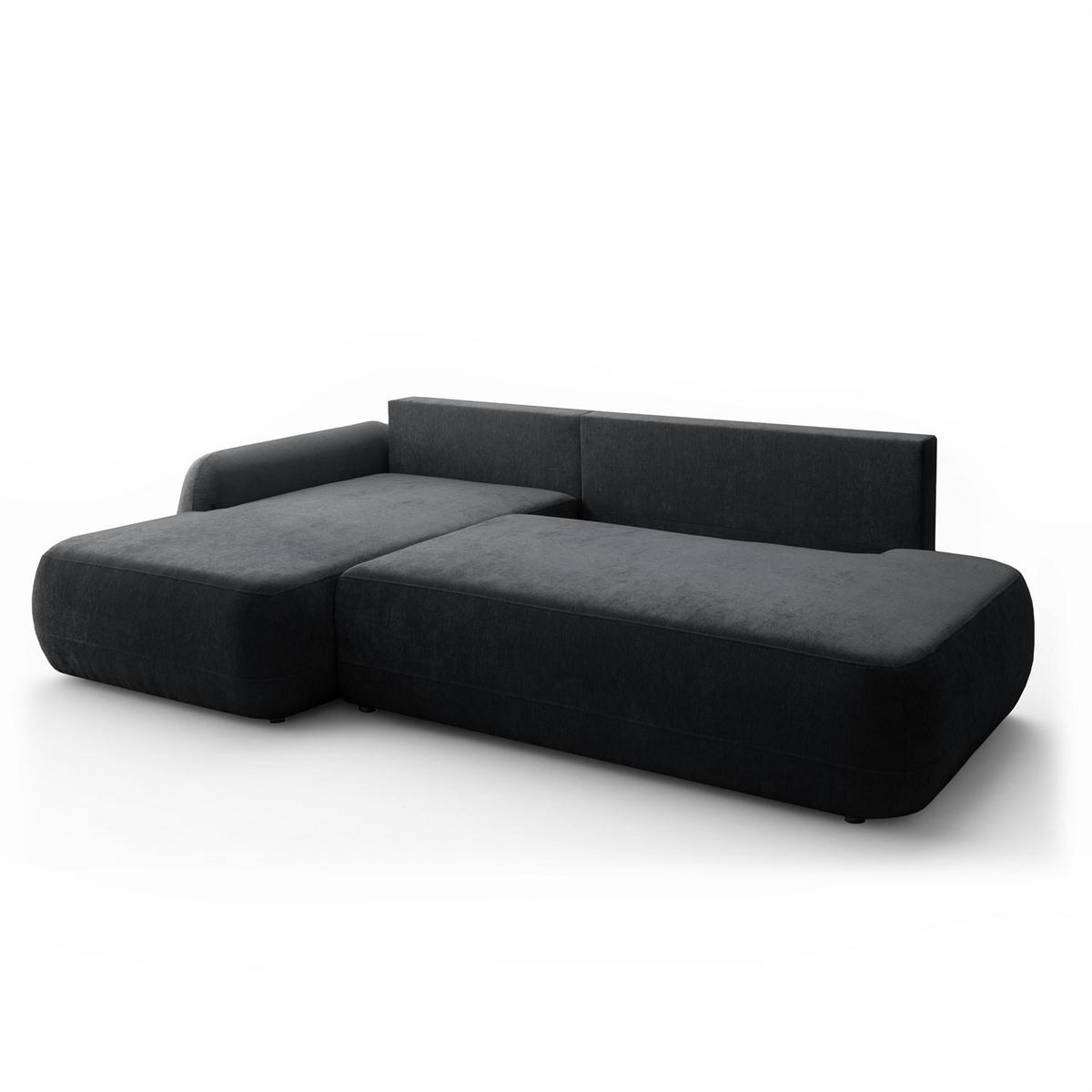 ECKSOFA GOYA mit Schlaffunktion und Bettkasten, Linke, Perfect Harmony 90 - Graphitfarben, Textil (184/302cm) - Lookway