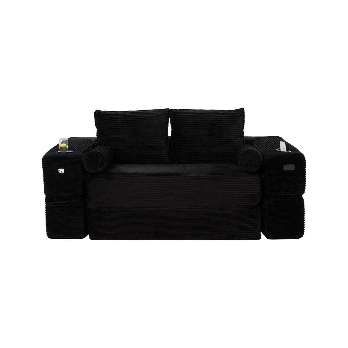 SCHLAFSOFA DE-33817 mit Federkern und Memory-Schaum Schwarz - Schwarz, Textil (180/80/98cm) - ComfortXL