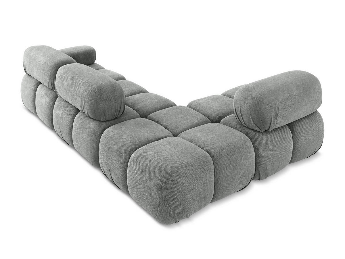 ECKSOFA Links Chenille Stoff Grau - Blau/Schwarz, Kunststoff/Textil (190/285cm) - Makamii