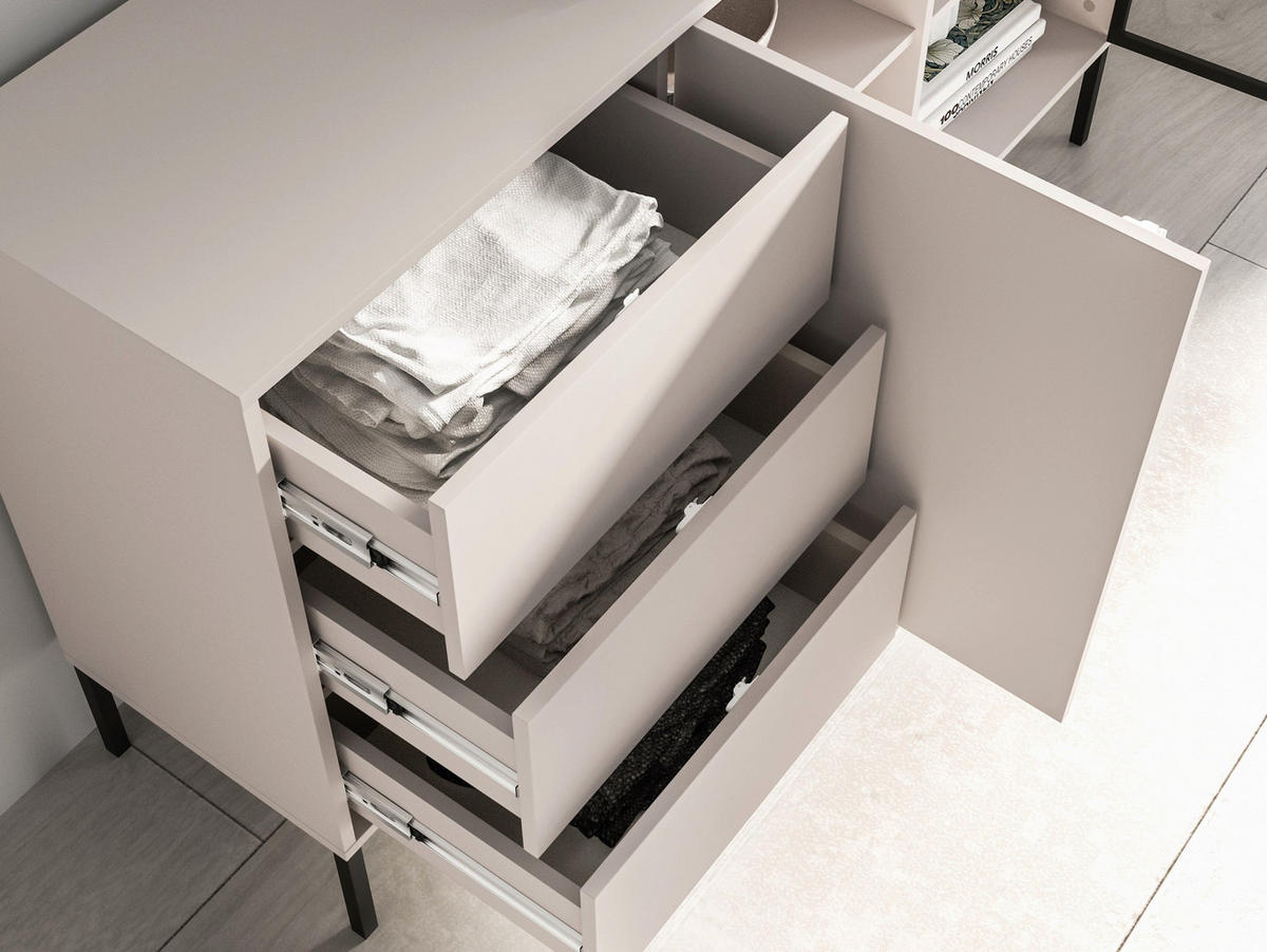 SIDEBOARD Barnee Kaschmir 160 cm - Taupe/Schwarz, Holzwerkstoff/Metall (160/86/40cm) - Selsey