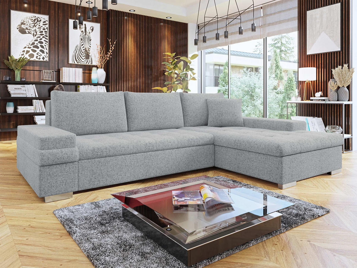 ECKSOFA Bangkok Mini Premium - Chromfarben/Silberfarben, Holz/Textil (274/182cm) - MIRJAN24