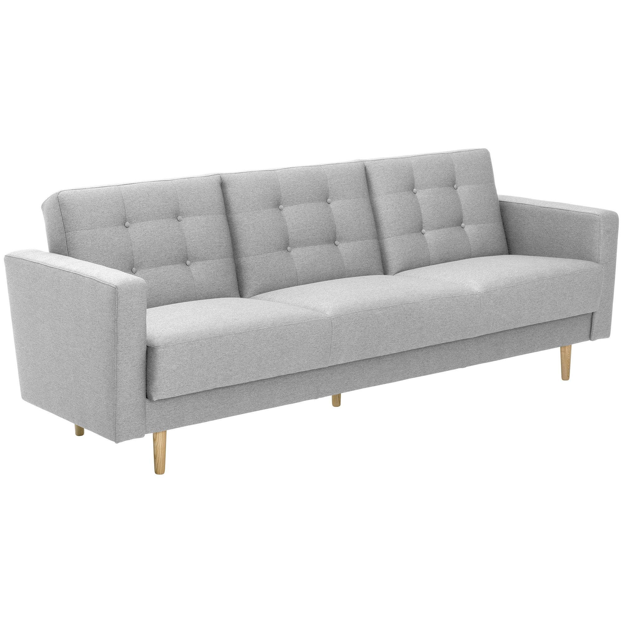 SOFA 3-Sitzer mit Bettfunktion Kazia Flachgewebe hellgrau - Hellgrau, Kunststoff (83/81/224cm) - 58aufmkessel