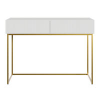SCHMINKTISCH Veldio mit 2 Schubladen, Weiß mit goldenen Beinen, 110 cm - Goldfarben/Weiß, Holzwerkstoff/Metall (110/79/40cm) - Selsey