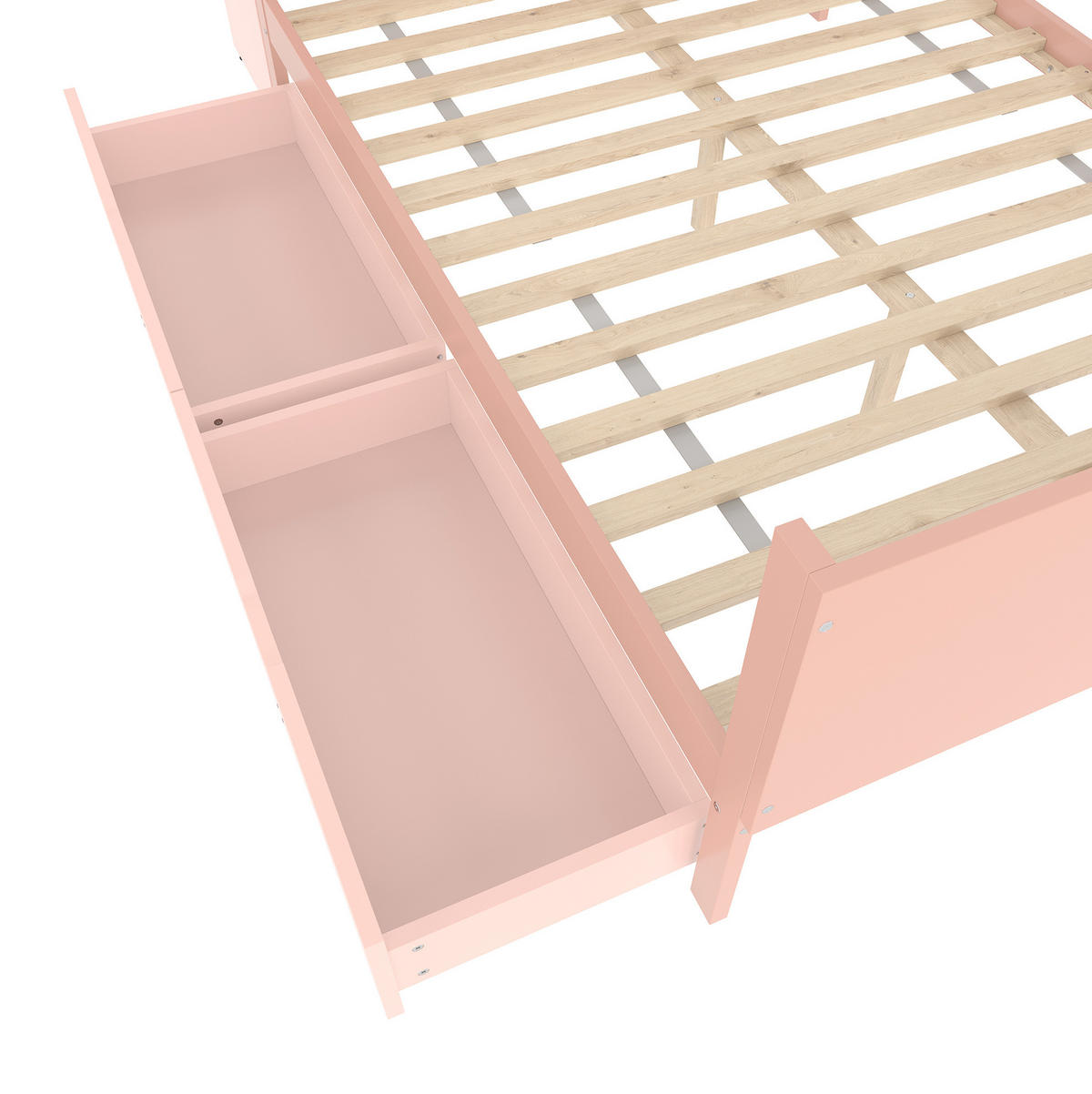 BETT 140/200 cm aus Kiefernholz mit Schreibtisch, Rosa - Pink, Holz (140/200cm) - OKMYHOME