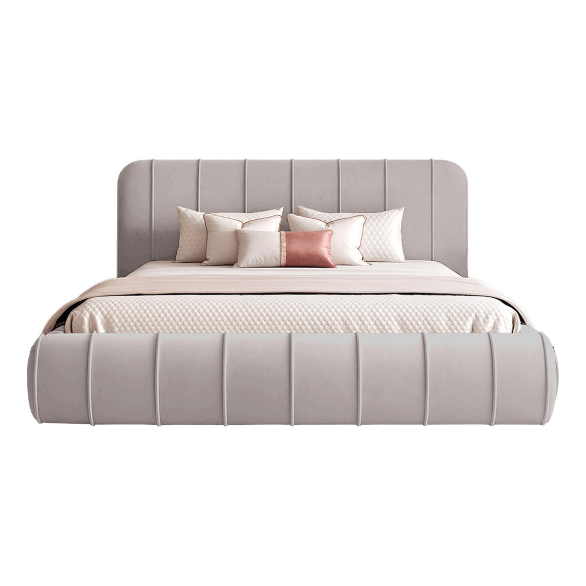 POLSTERBETT TIRO 200x200 cm, Grau - Grau, Textil (200/200cm) - Fedve