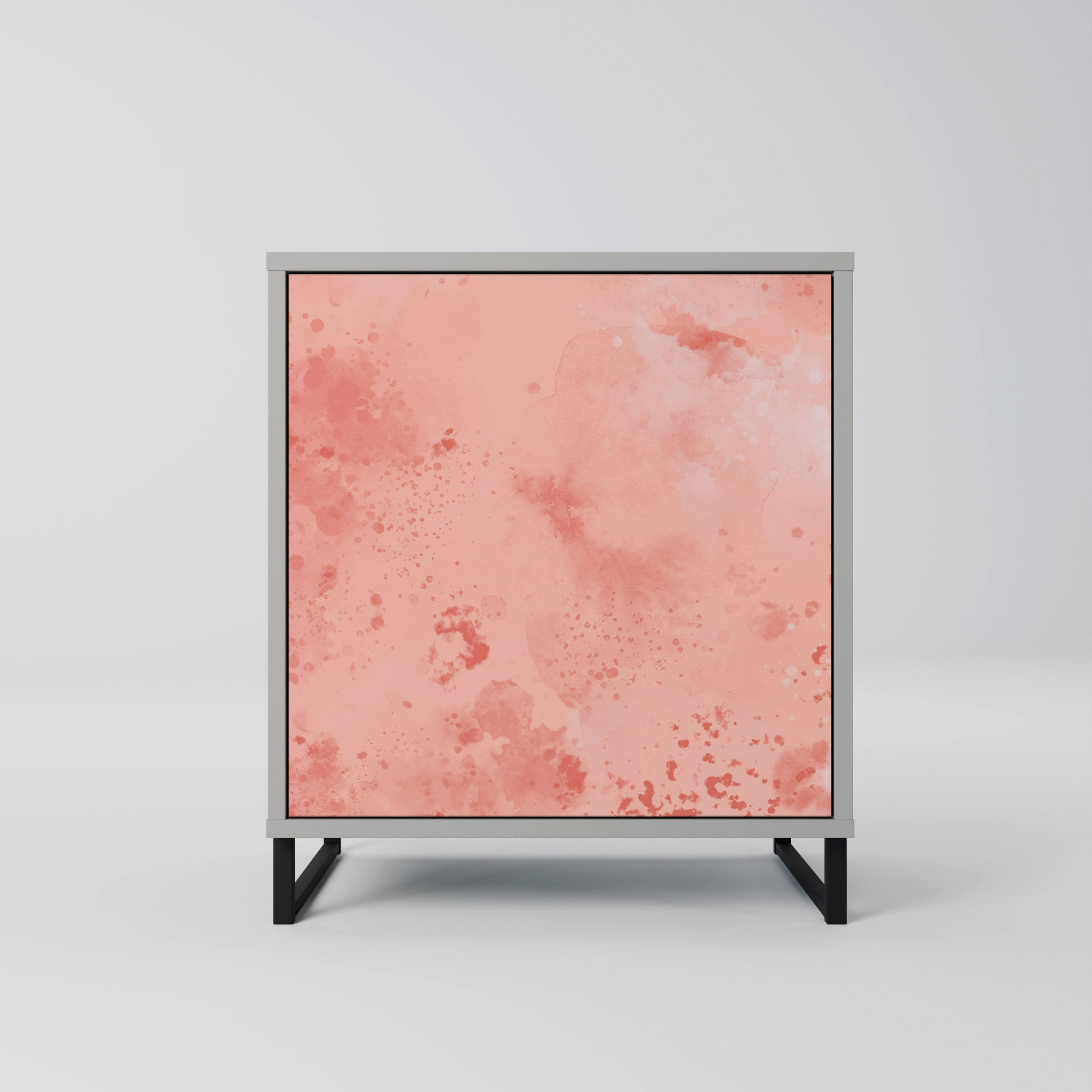SIDEBOARD CRANE DANCE, Grau, 57,5x42x67,5 cm, Schwarze Metall-Rahmenfüße - Multicolor/Schwarz, Holzwerkstoff/Metall (57.5/67.5/42cm) - SpaceRebels
